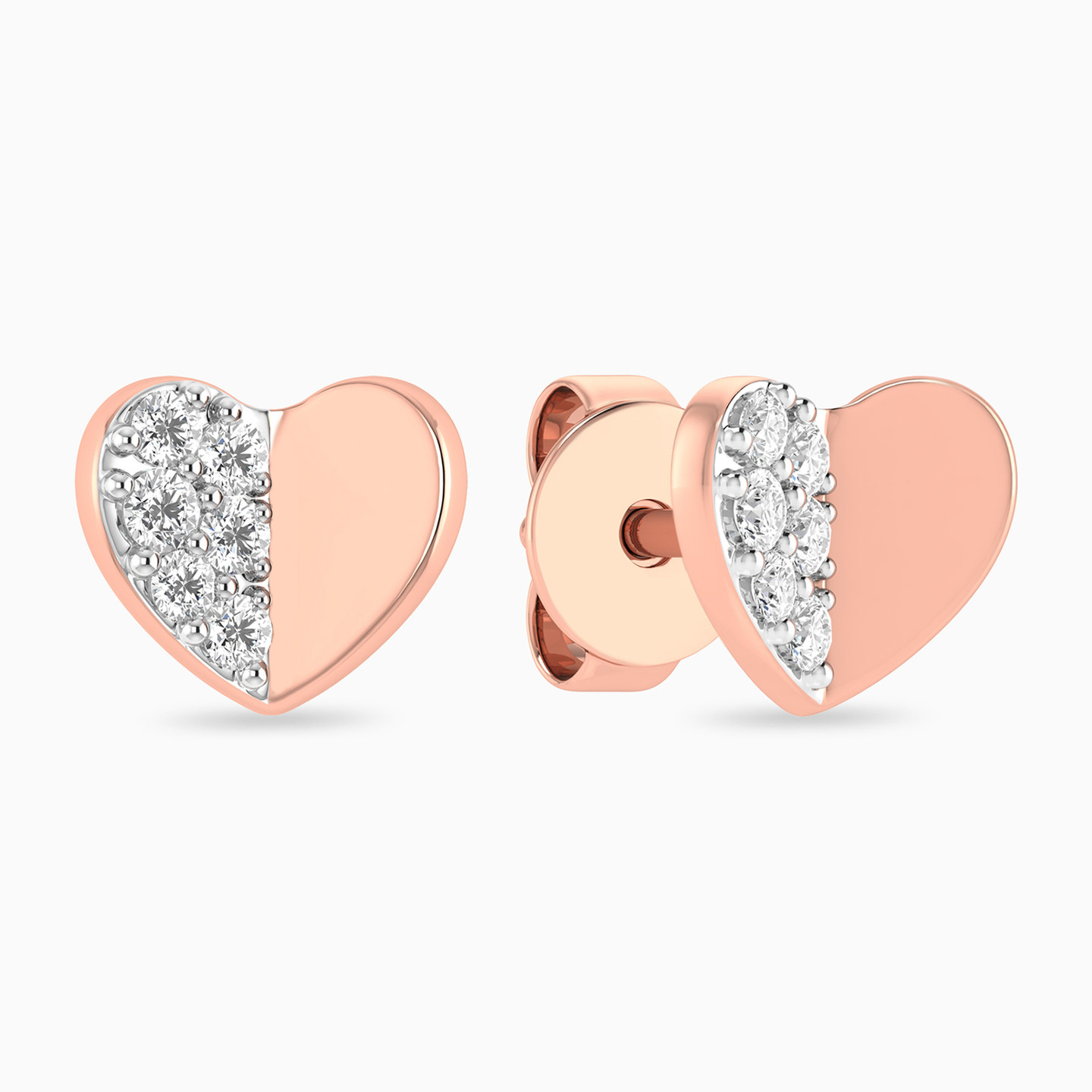 18K Gold Diamond Stud Earrings - 2