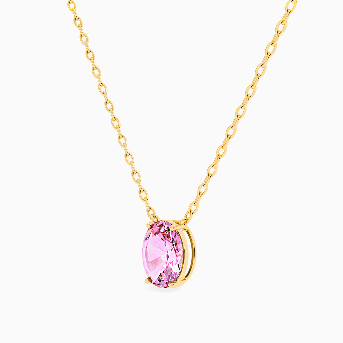 Oval Rose Stone Necklace in 18K Gold - 2 Oval Rose Stone Necklace in 18K Gold - 2