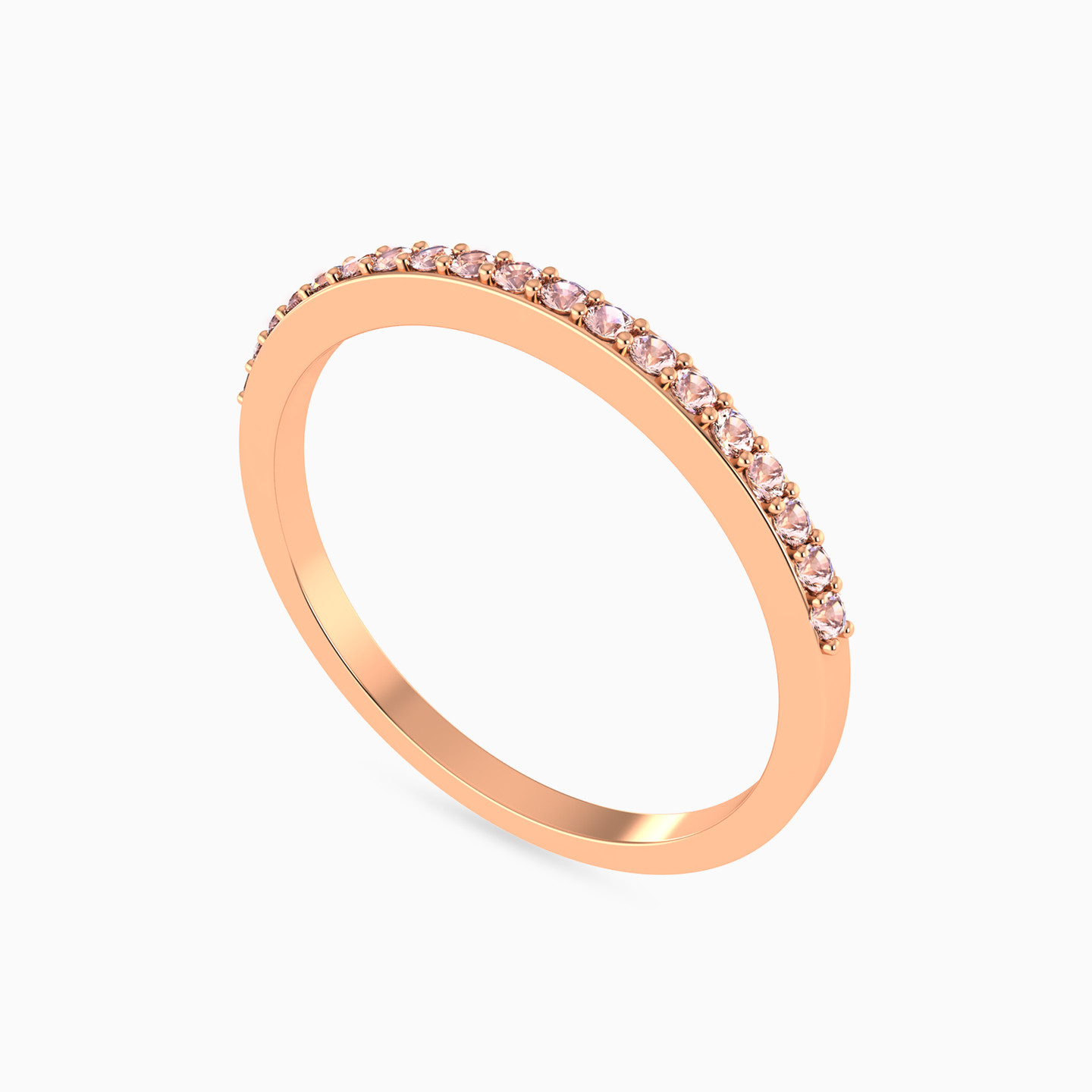Circle Rose Stone Eternity Ring in 18K Gold - 2