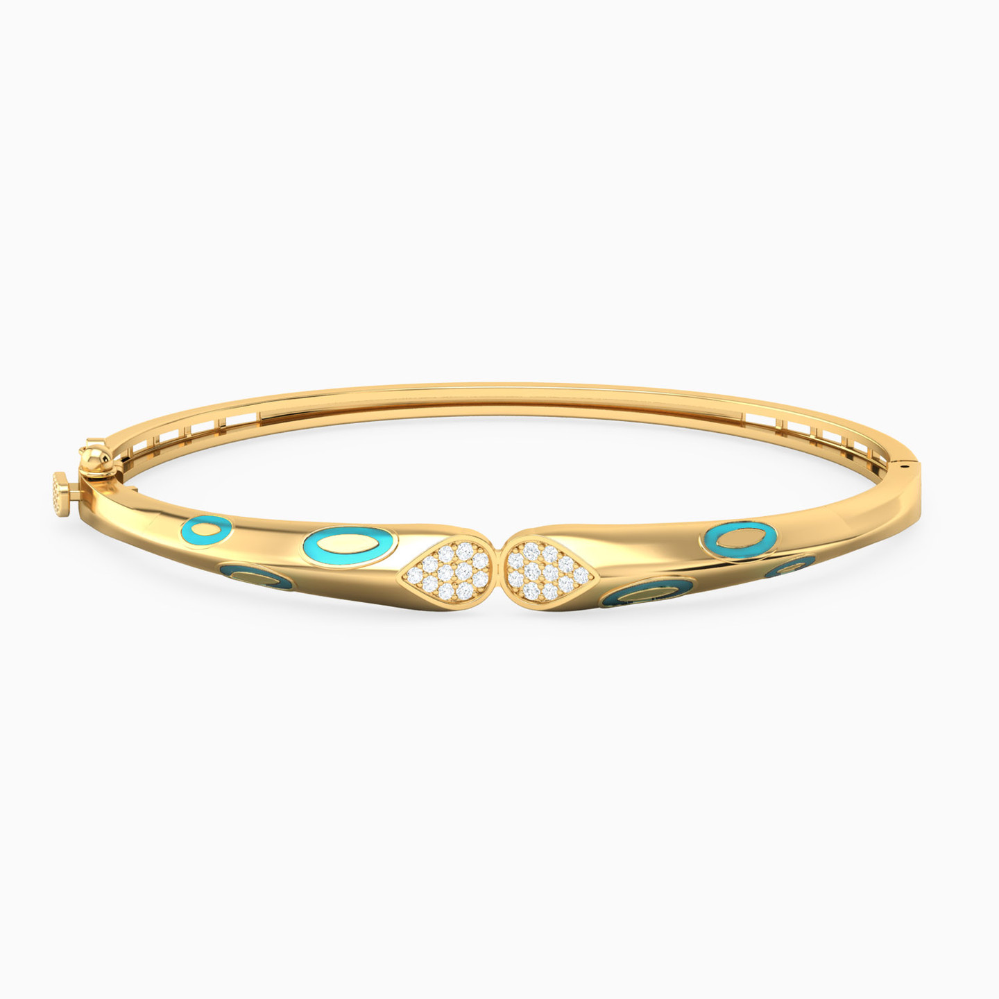 Pear Cubic Zirconia & Enamel Coated Half Set in 18K Gold (2 Pieces) - 2 Pear Cubic Zirconia & Enamel Coated Half Set in 18K Gold (2 Pieces) - 2