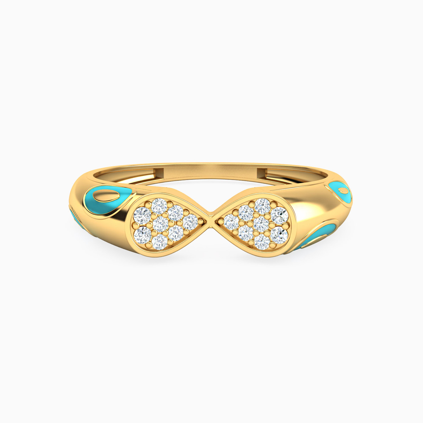Pear Cubic Zirconia & Enamel Coated Half Set in 18K Gold (2 Pieces) - 3 Pear Cubic Zirconia & Enamel Coated Half Set in 18K Gold (2 Pieces) - 3