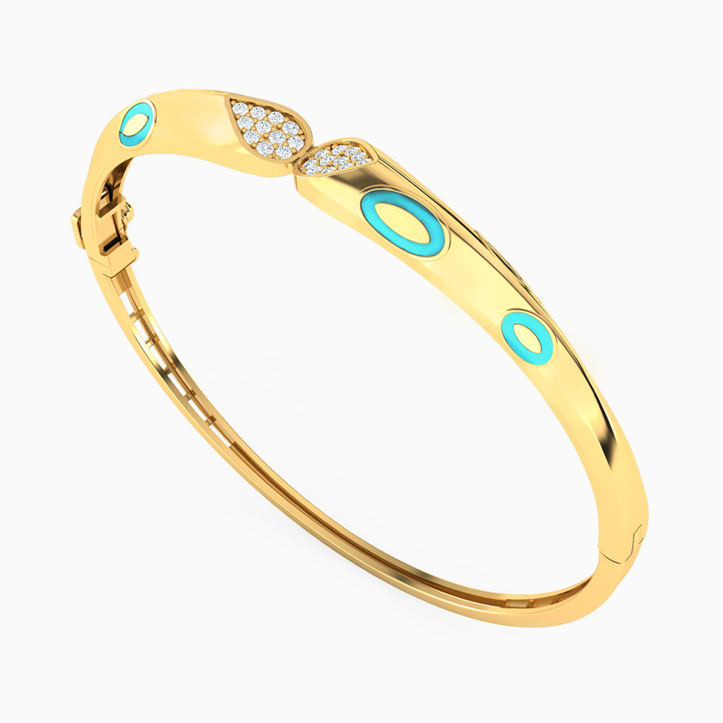 Pear Cubic Zirconia & Enamel Coated Half Set in 18K Gold (2 Pieces) - 4 Pear Cubic Zirconia & Enamel Coated Half Set in 18K Gold (2 Pieces) - 4