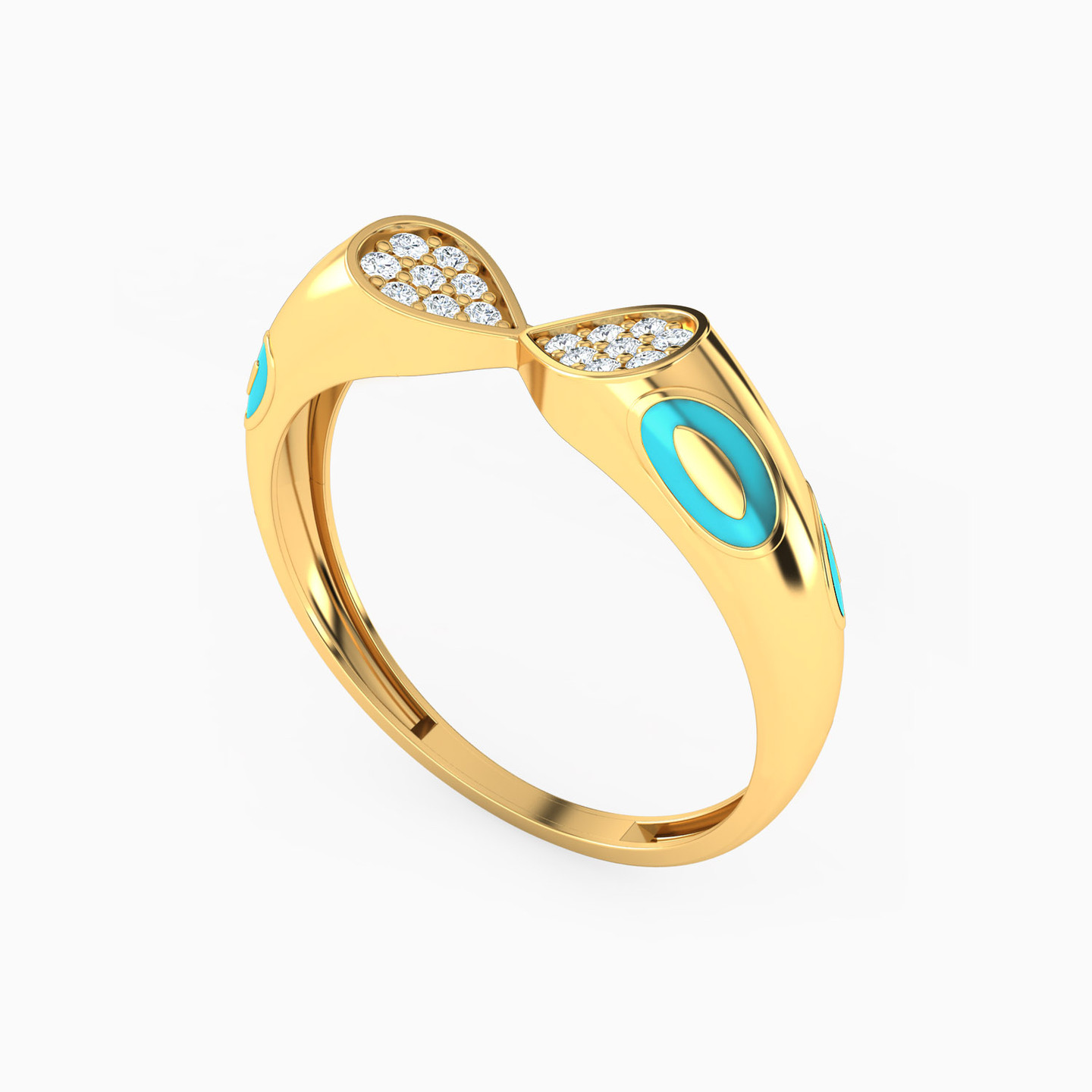 Pear Cubic Zirconia & Enamel Coated Half Set in 18K Gold (2 Pieces) - 5 Pear Cubic Zirconia & Enamel Coated Half Set in 18K Gold (2 Pieces) - 5