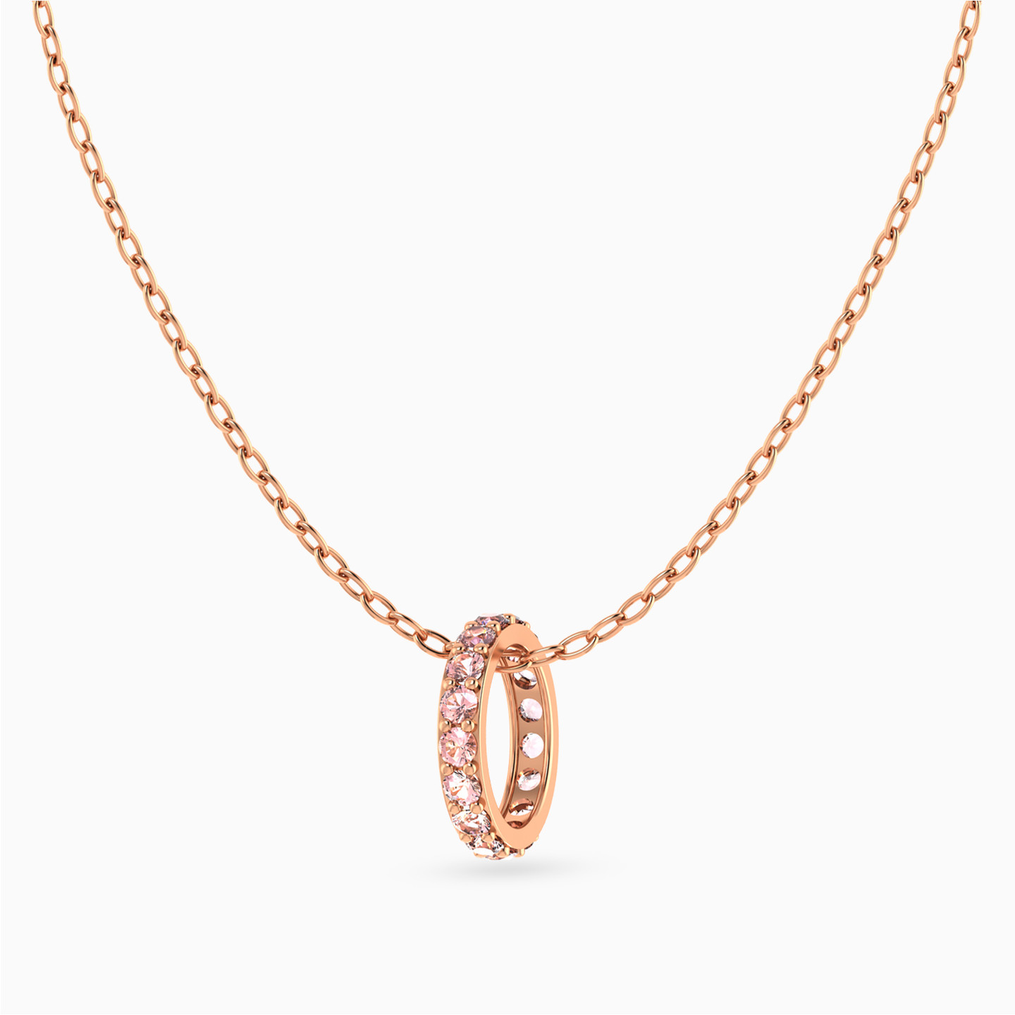 Circle Rose Stone Necklace In 18K Gold Circle Rose Stone Necklace In 18K Gold