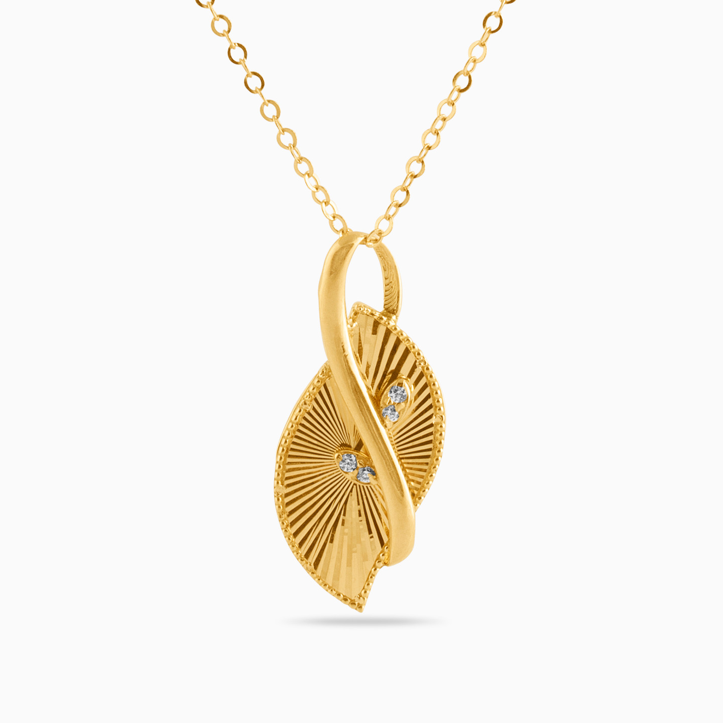 Leaf Cubic Zirconia Necklace in 21K Gold Leaf Cubic Zirconia Necklace in 21K Gold