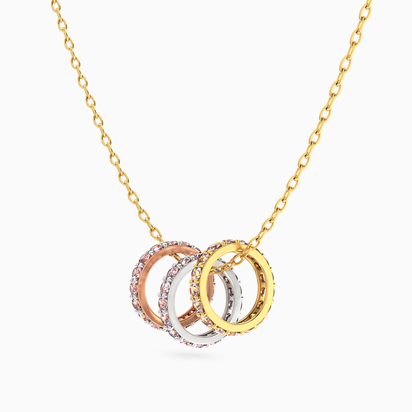 Circle Rose Stone Necklace In 18K Gold - 2 Circle Rose Stone Necklace In 18K Gold - 2