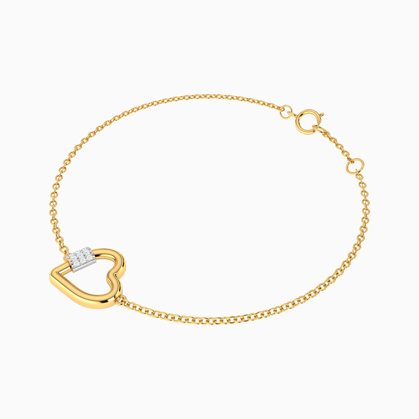 Heart Diamonds Chain Bracelet in 18K Gold - 2 Heart Diamonds Chain Bracelet in 18K Gold - 2