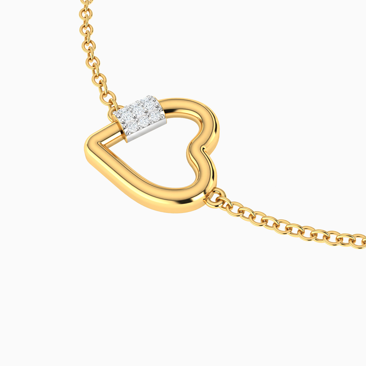 Heart Diamonds Chain Bracelet in 18K Gold - 3 Heart Diamonds Chain Bracelet in 18K Gold - 3