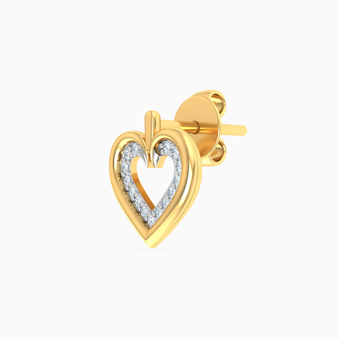 Heart Diamonds Stud Earrings in 18K Gold - 3 Heart Diamonds Stud Earrings in 18K Gold - 3