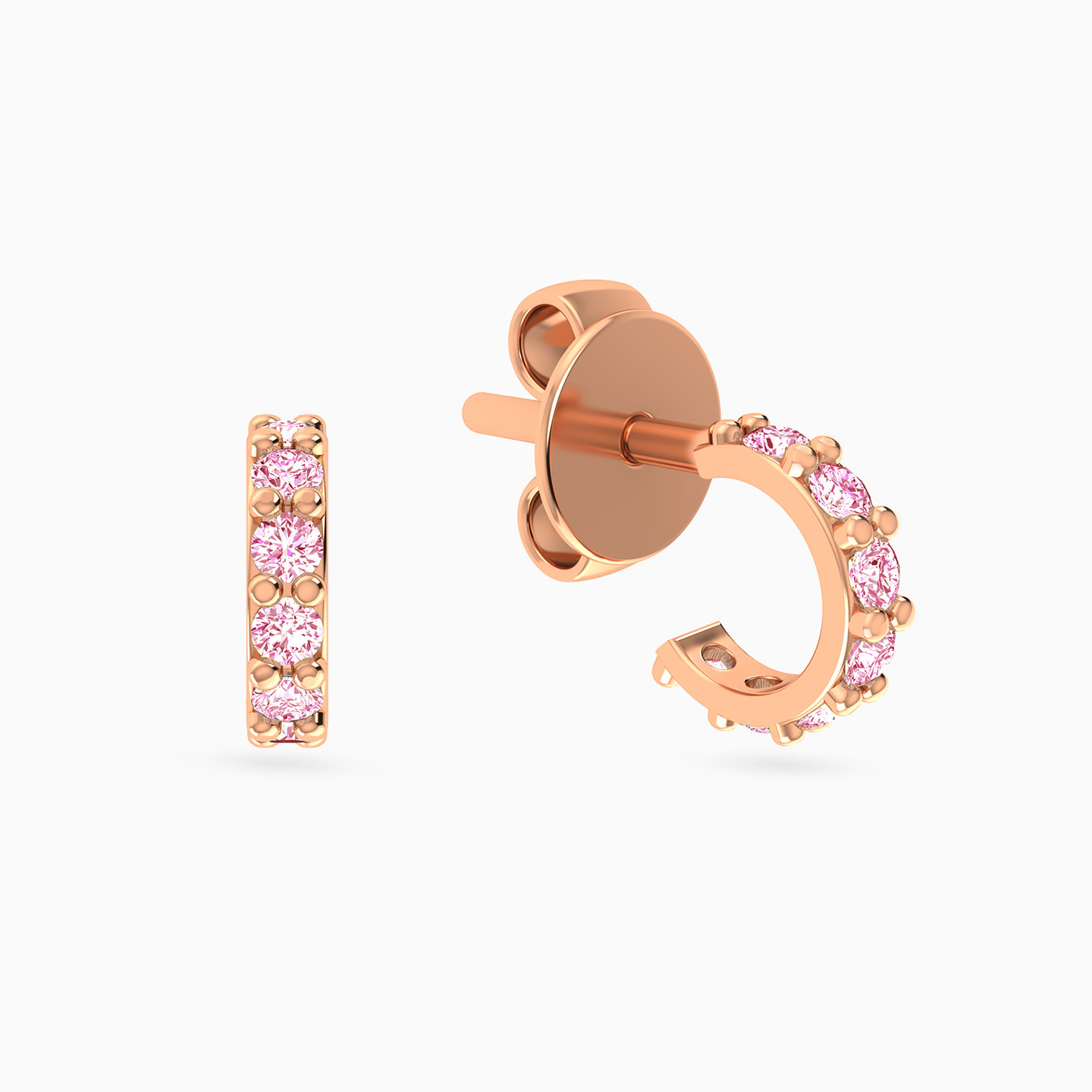 Circle Rose Stone Stud Earrings in 18K Gold Circle Rose Stone Stud Earrings in 18K Gold