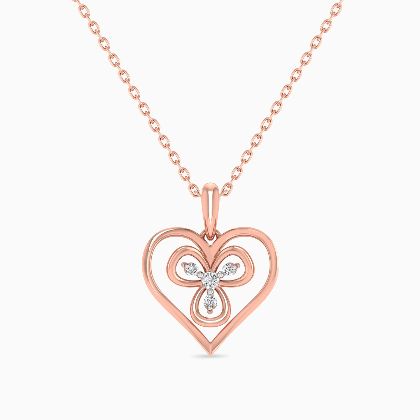 Heart Diamond Necklace in 18K Gold - 3 Heart Diamond Necklace in 18K Gold - 3