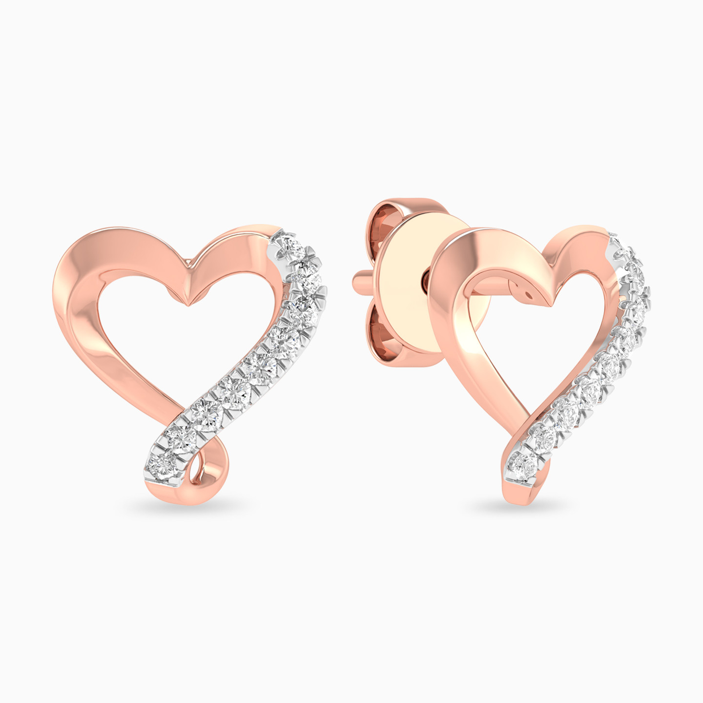 Heart Diamond Stud Earrings in 18K Gold - 2 Heart Diamond Stud Earrings in 18K Gold - 2