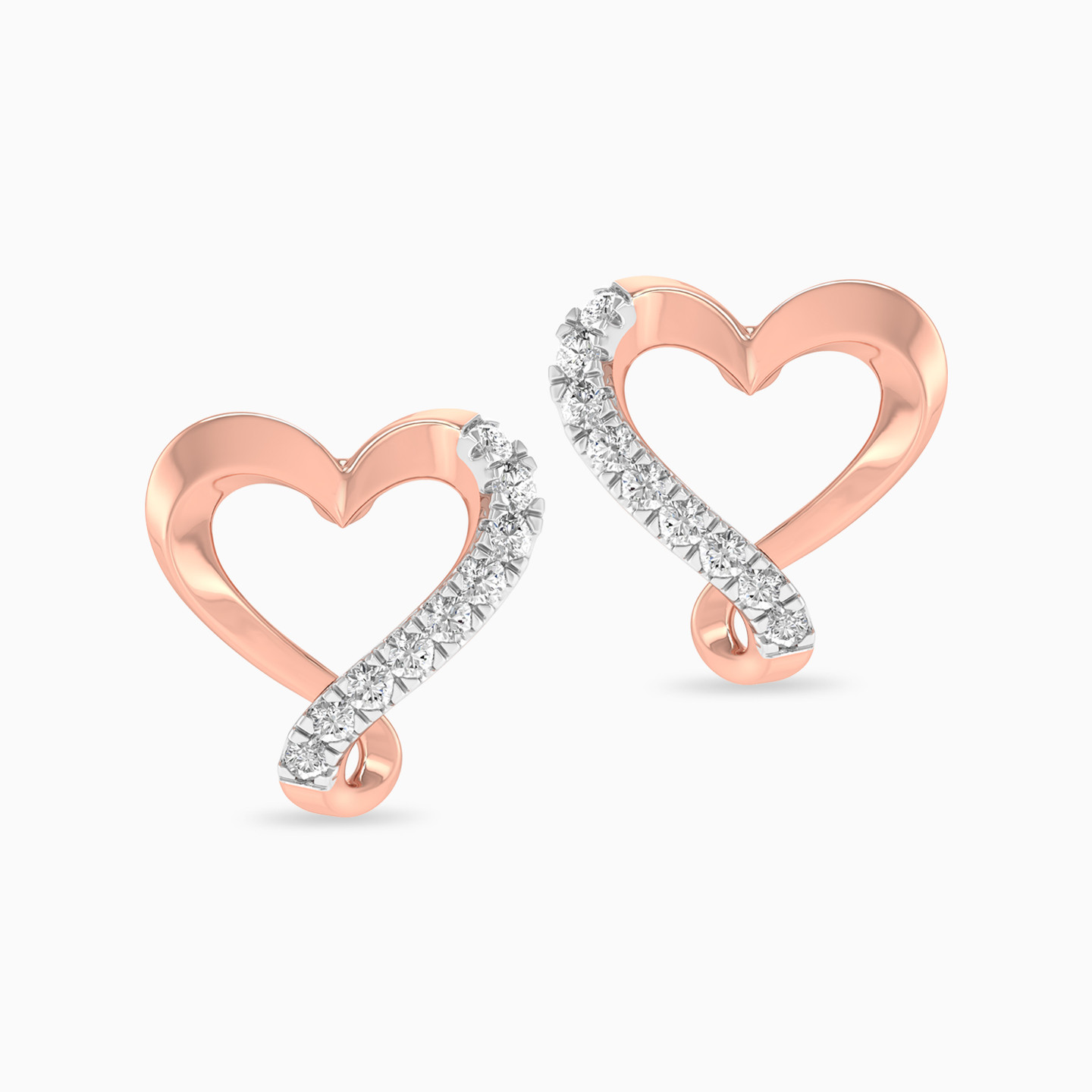 Heart Diamond Stud Earrings in 18K Gold - 4 Heart Diamond Stud Earrings in 18K Gold - 4
