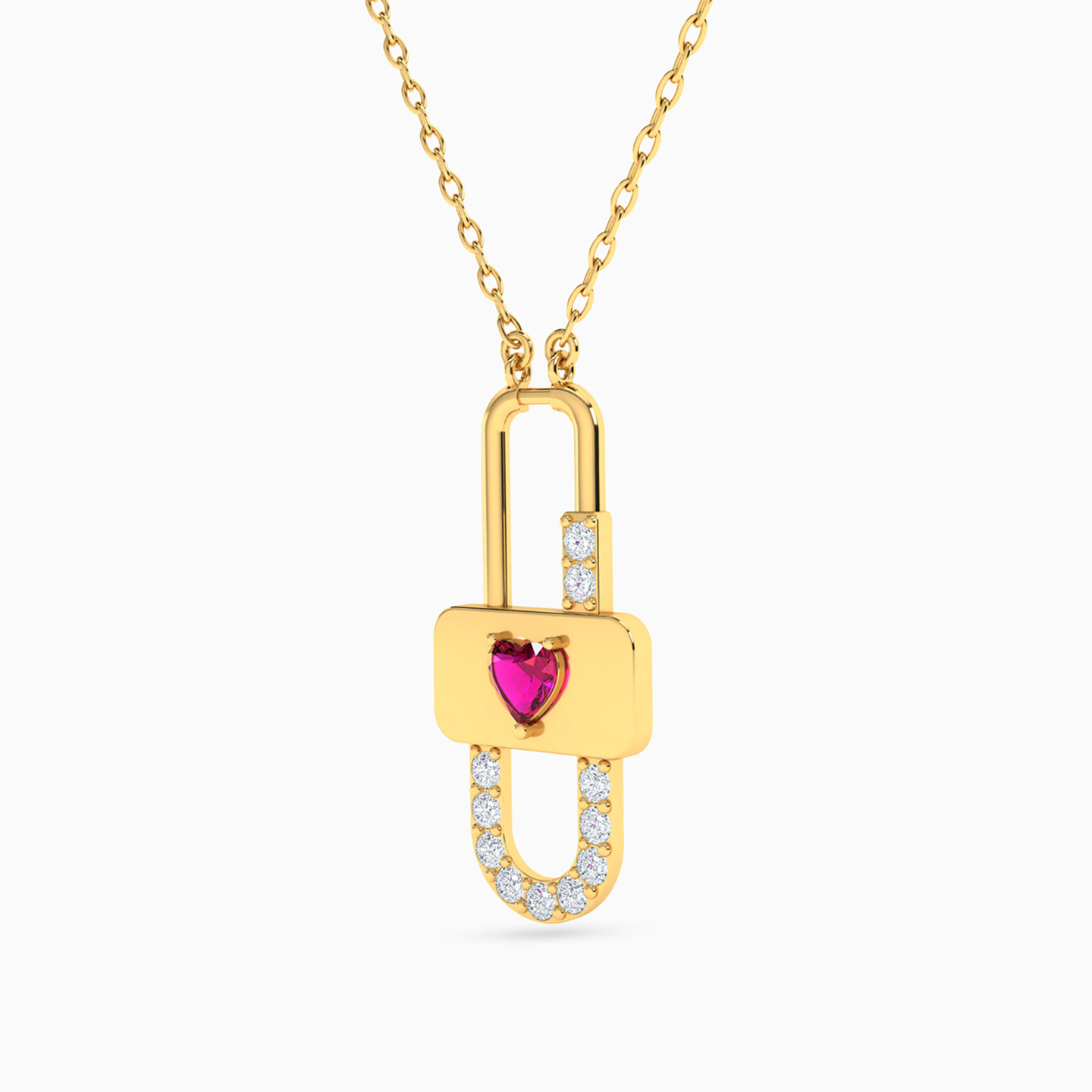 Lock Rose Stone Necklace in 18K Gold - 2 Lock Rose Stone Necklace in 18K Gold - 2