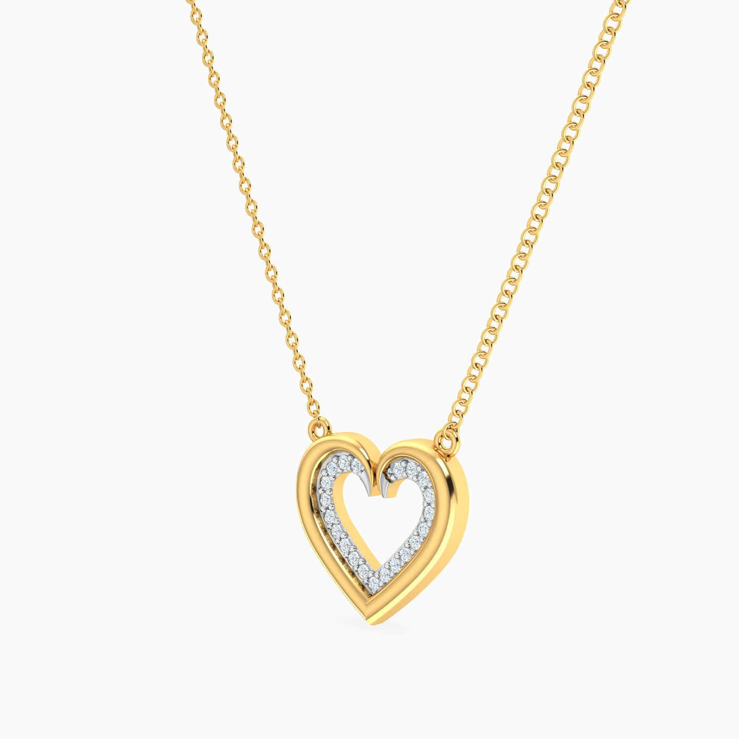 سلسلة ذهب قلب عيار 18 قيراط مزينة بالألماس - 2 سلسلة ذهب قلب عيار 18 قيراط مزينة بالألماس - 2