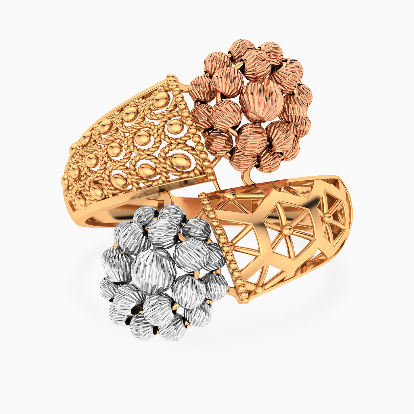 Multi-shaped Two-Headed Ring in 21K Gold Multi-shaped Two-Headed Ring in 21K Gold