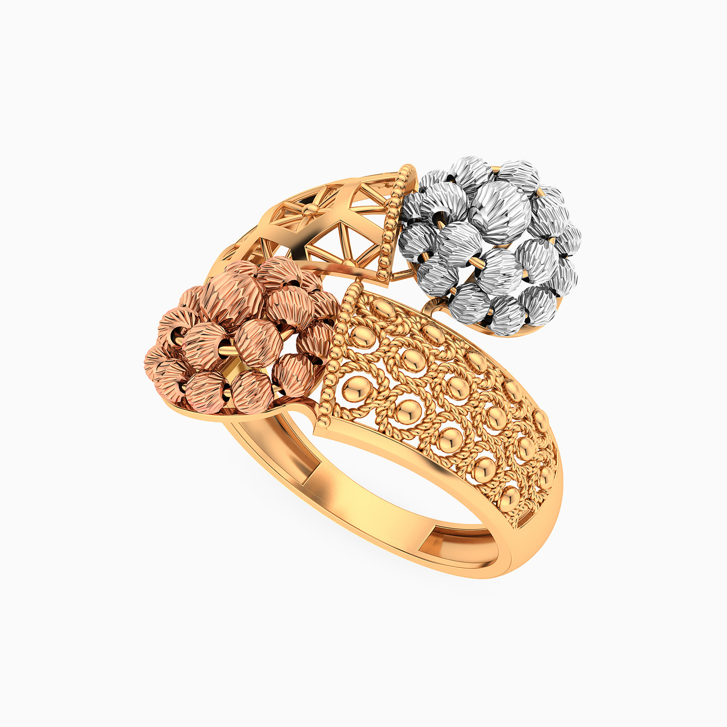 Multi-shaped Two-Headed Ring in 21K Gold - 3 Multi-shaped Two-Headed Ring in 21K Gold - 3