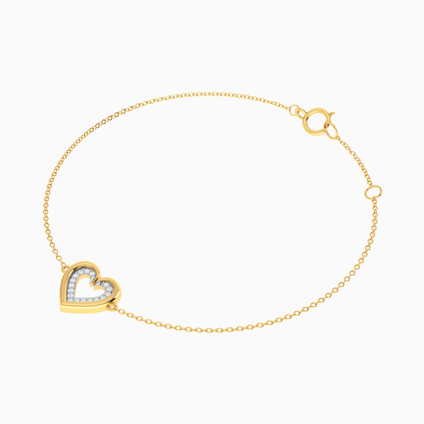 Heart Diamonds Chain Bracelet in 18K Gold - 2