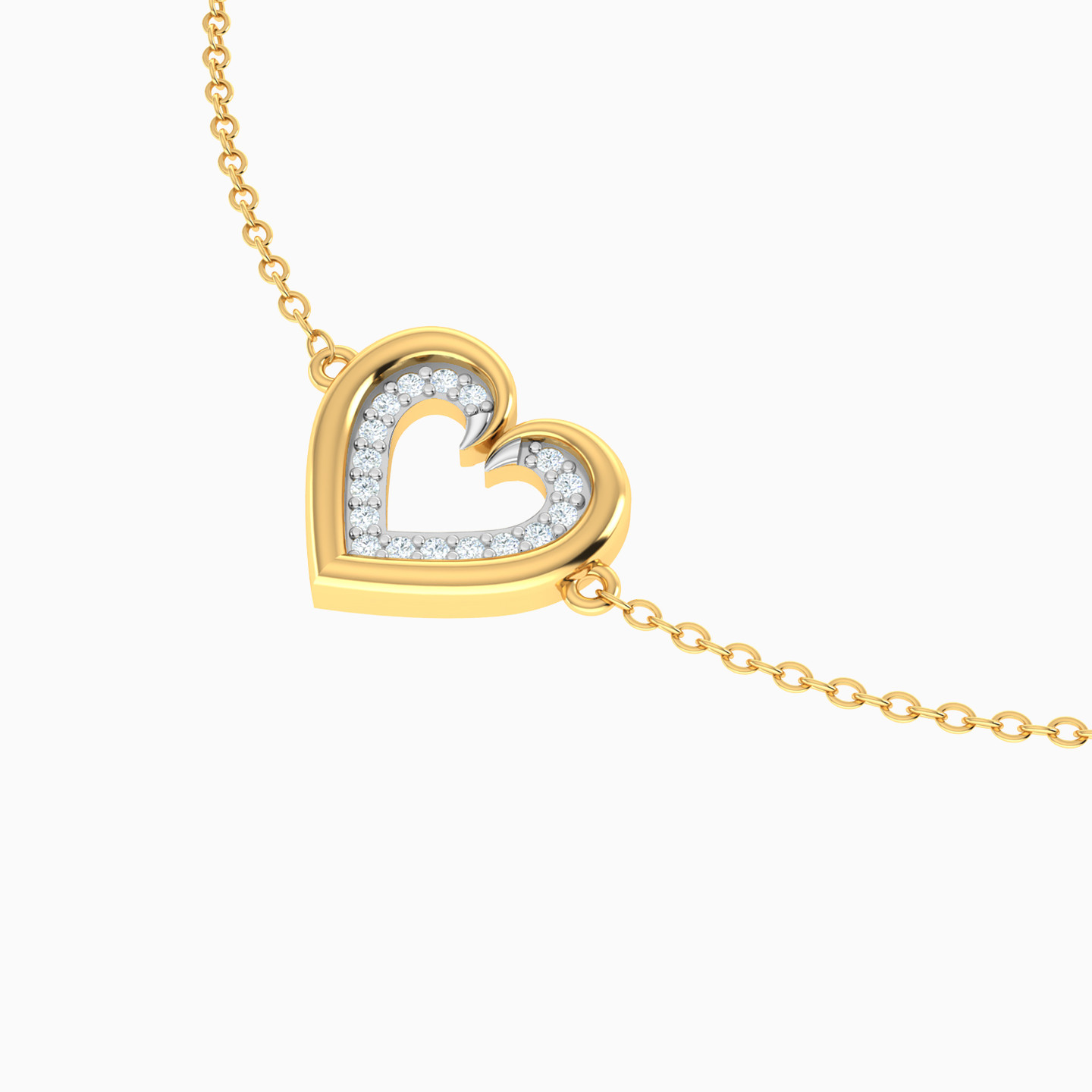 Heart Diamonds Chain Bracelet in 18K Gold - 3