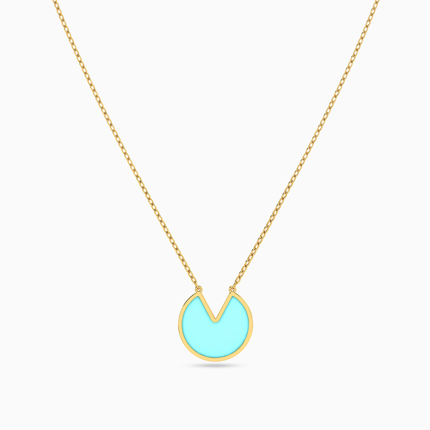 Circle Enamel Coated Necklace in 18K Gold - 3 Circle Enamel Coated Necklace in 18K Gold - 3