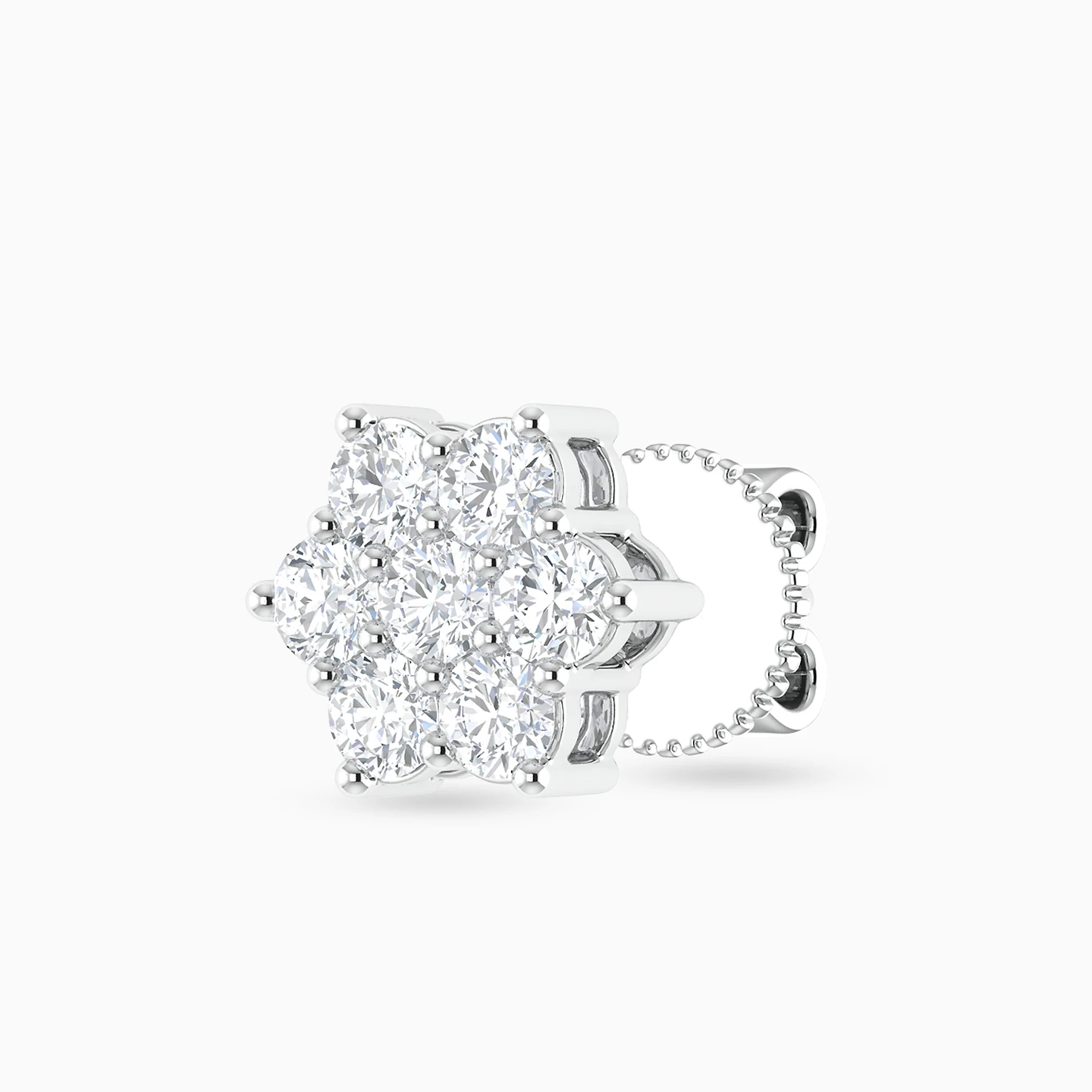 Floral Diamond Stud Earrings in 18K Gold - 4 Floral Diamond Stud Earrings in 18K Gold - 4