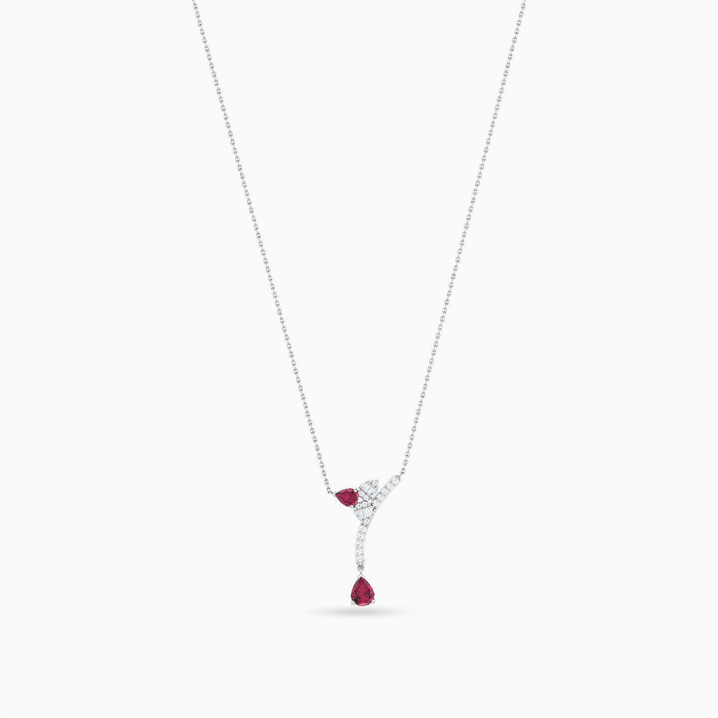 Diamonds & Red Stone Necklace in 18K Gold Diamonds & Red Stone Necklace in 18K Gold