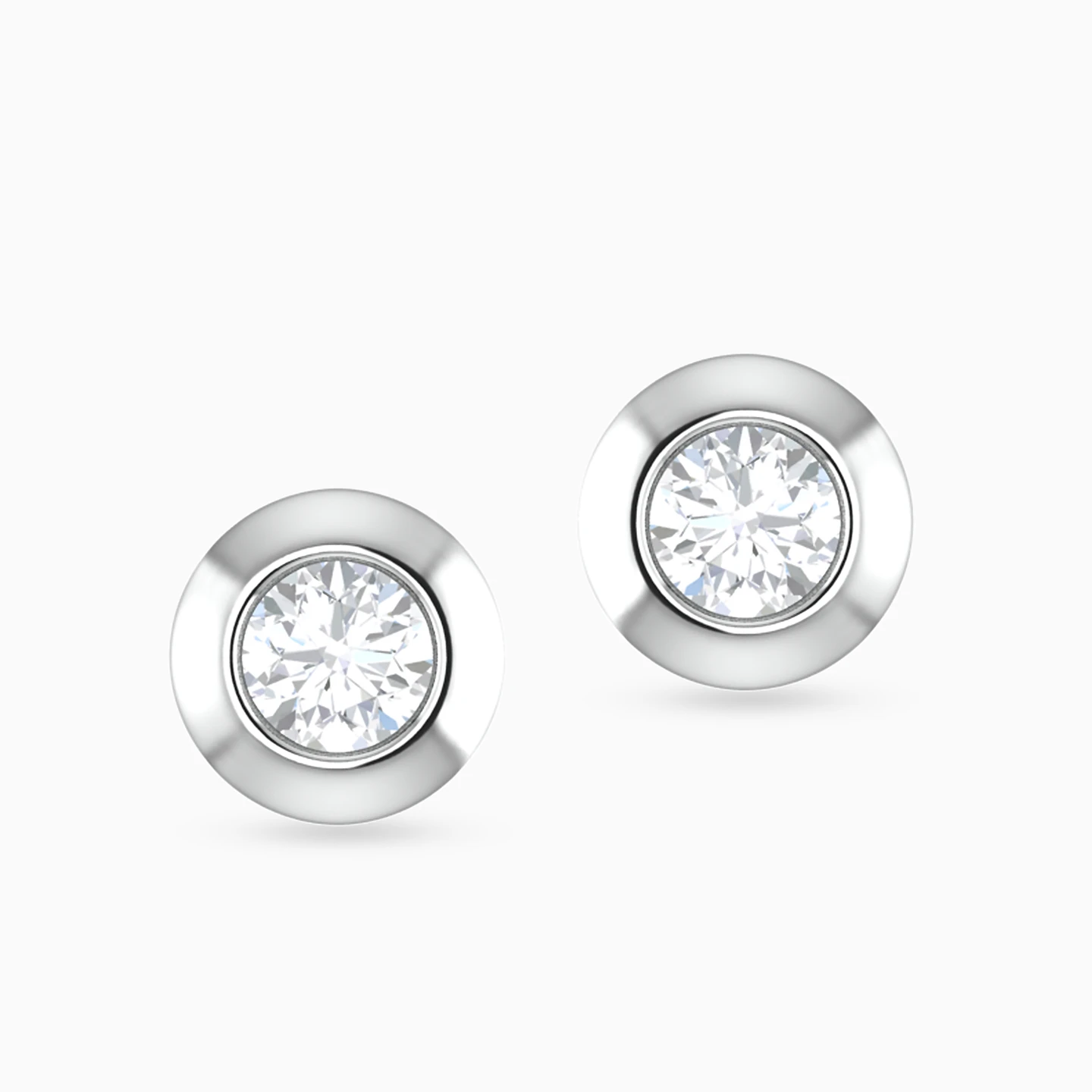 Circle Diamond Stud Earrings in 18K Gold - 3 Circle Diamond Stud Earrings in 18K Gold - 3