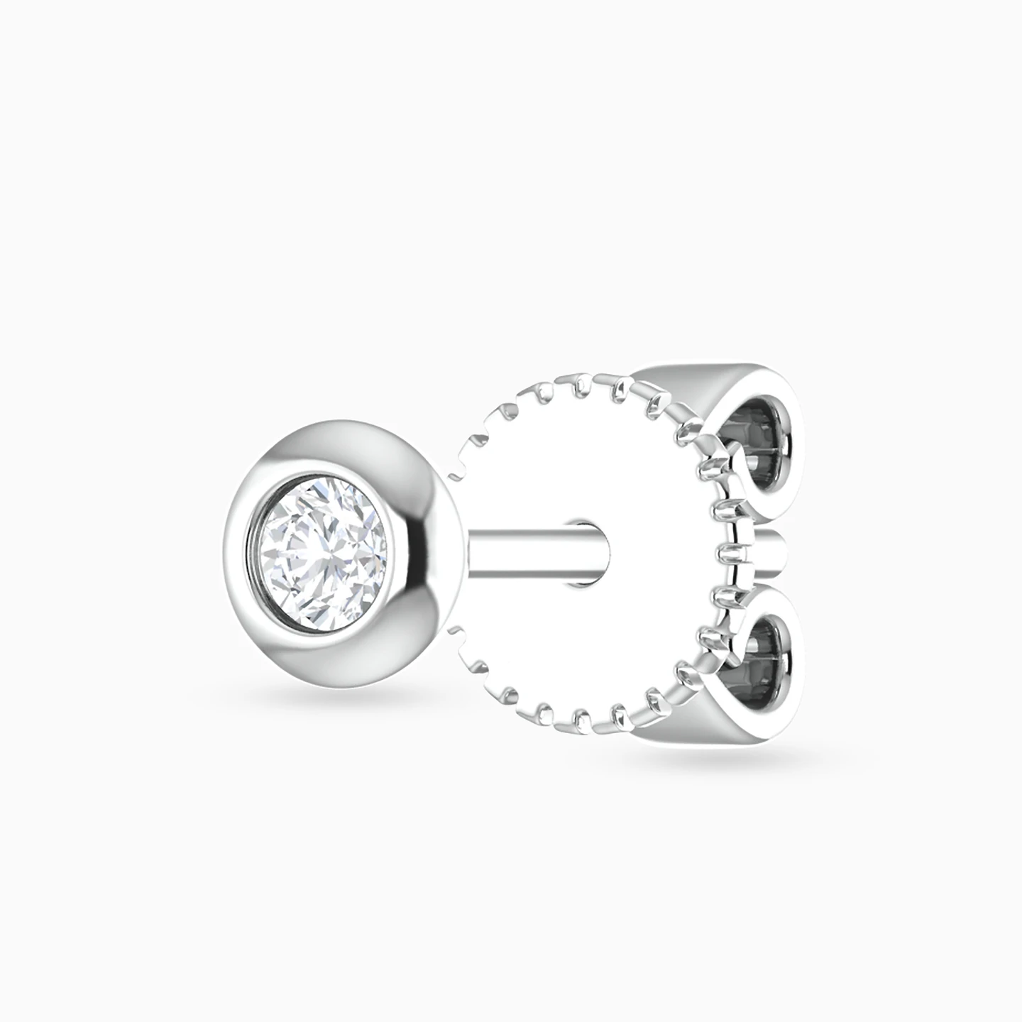 Circle Diamond Stud Earrings in 18K Gold - 4 Circle Diamond Stud Earrings in 18K Gold - 4