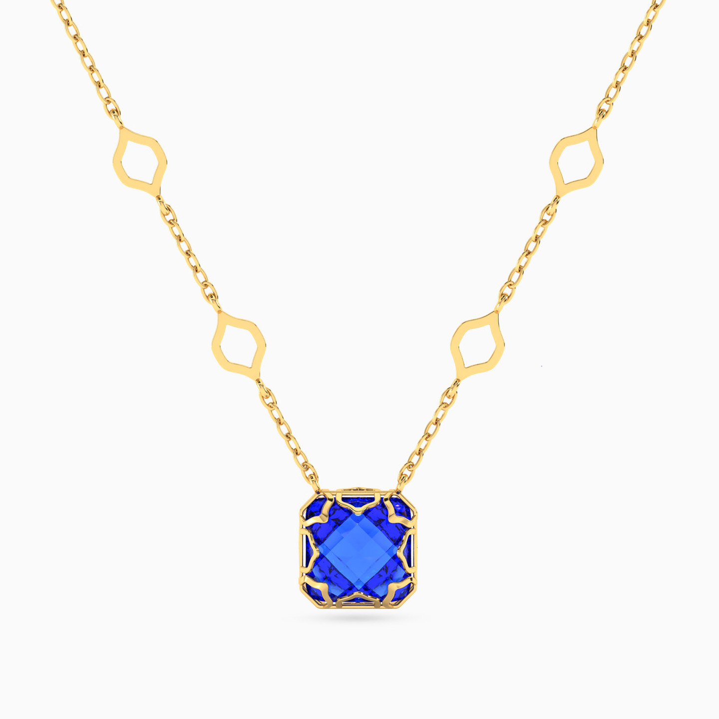 Cushion Blue Stone Necklace in 18K Gold Cushion Blue Stone Necklace in 18K Gold