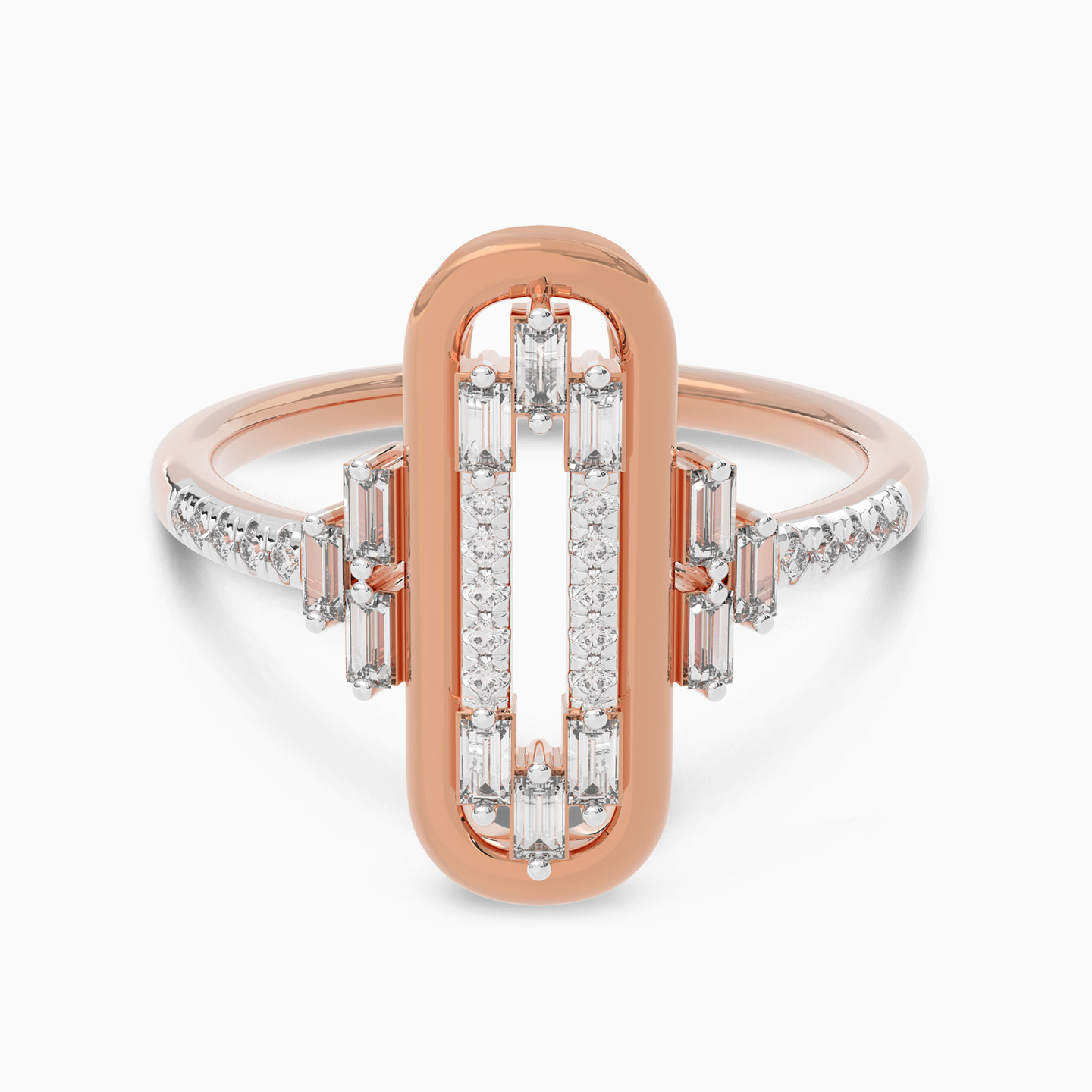 Rectangular Diamond Ring in 18K Gold - 2 Rectangular Diamond Ring in 18K Gold - 2