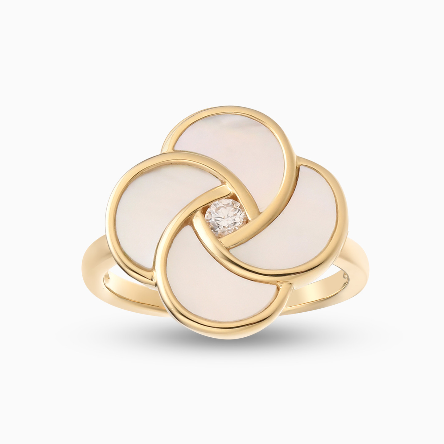 خاتم ذهب وردة عيار 18 قيراط مزين بالألماس ومطلي بالمينا - 2 خاتم ذهب وردة عيار 18 قيراط مزين بالألماس ومطلي بالمينا - 2