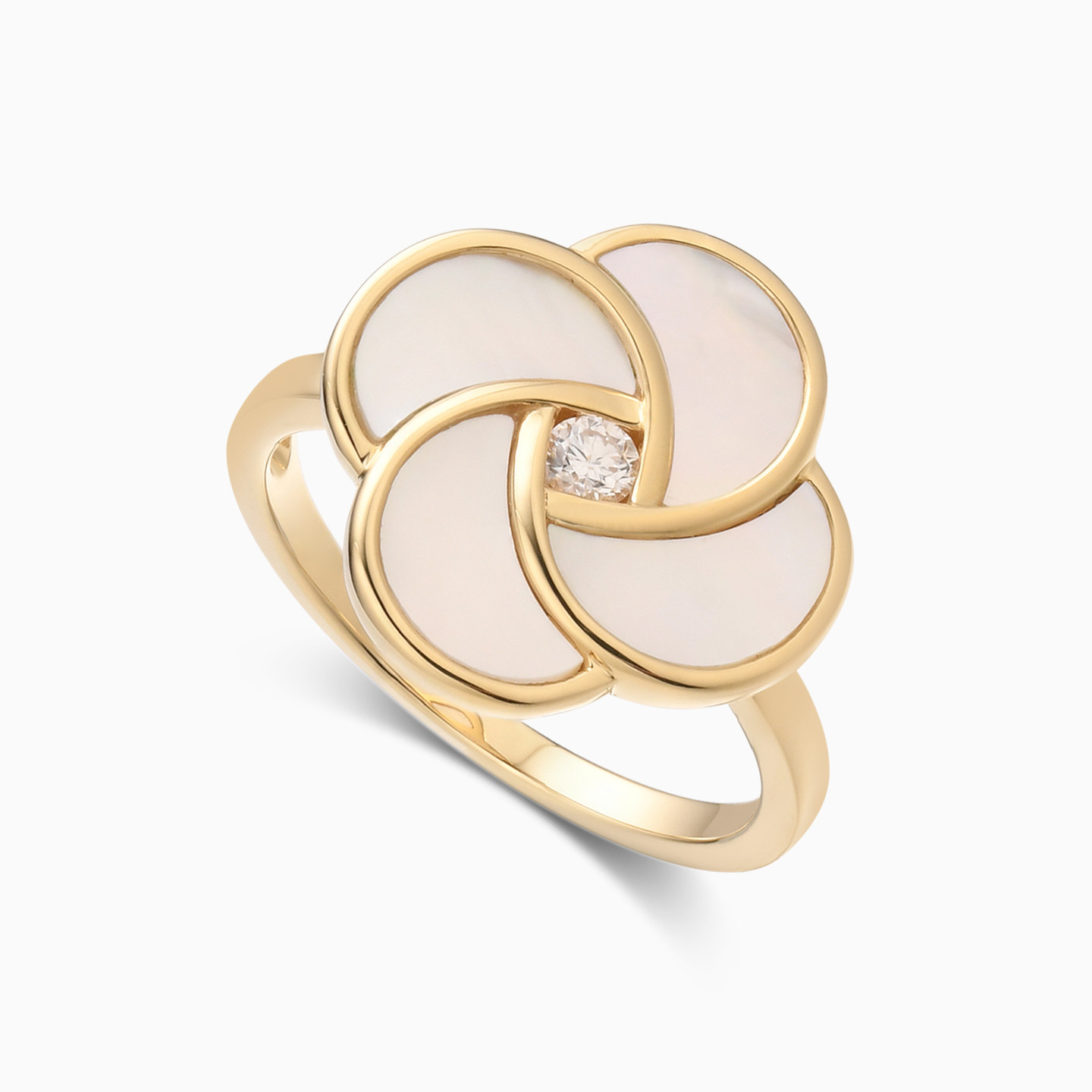 خاتم ذهب وردة عيار 18 قيراط مزين بالألماس ومطلي بالمينا - 4 خاتم ذهب وردة عيار 18 قيراط مزين بالألماس ومطلي بالمينا - 4