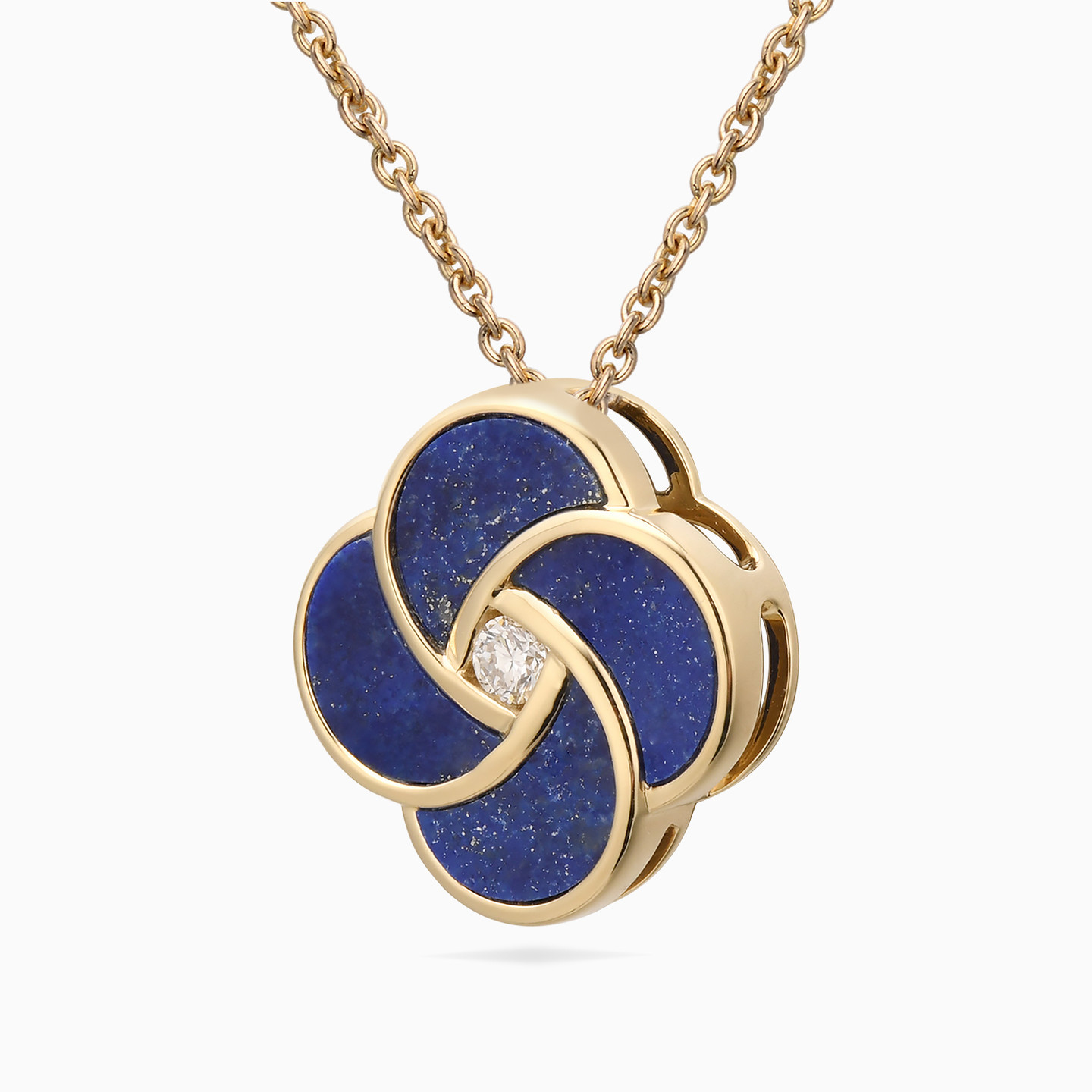 Floral Diamond & Enamel Coated Necklace in 18k Gold - 2 Floral Diamond & Enamel Coated Necklace in 18k Gold - 2