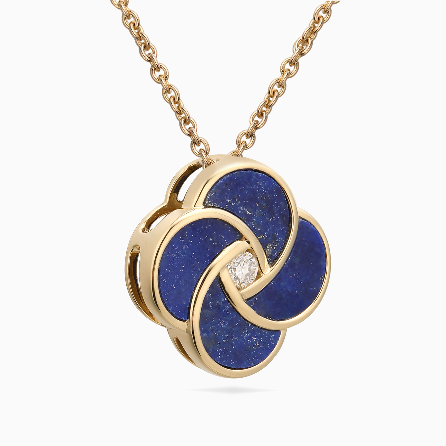 Floral Diamond & Enamel Coated Necklace in 18k Gold - 3 Floral Diamond & Enamel Coated Necklace in 18k Gold - 3