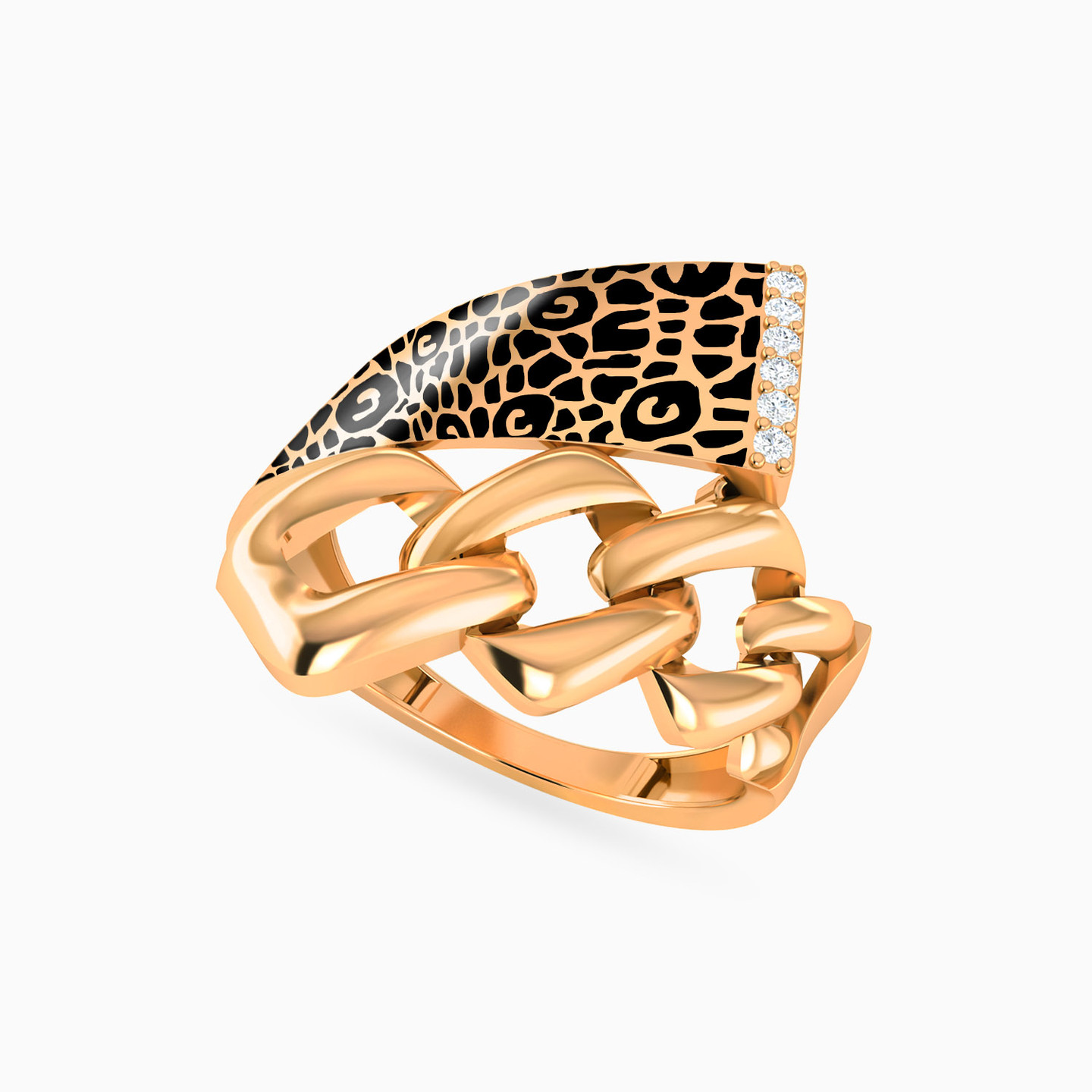 Tiger Cubic Zirconia Two-Headed Ring in 21K Gold - 3 Tiger Cubic Zirconia Two-Headed Ring in 21K Gold - 3