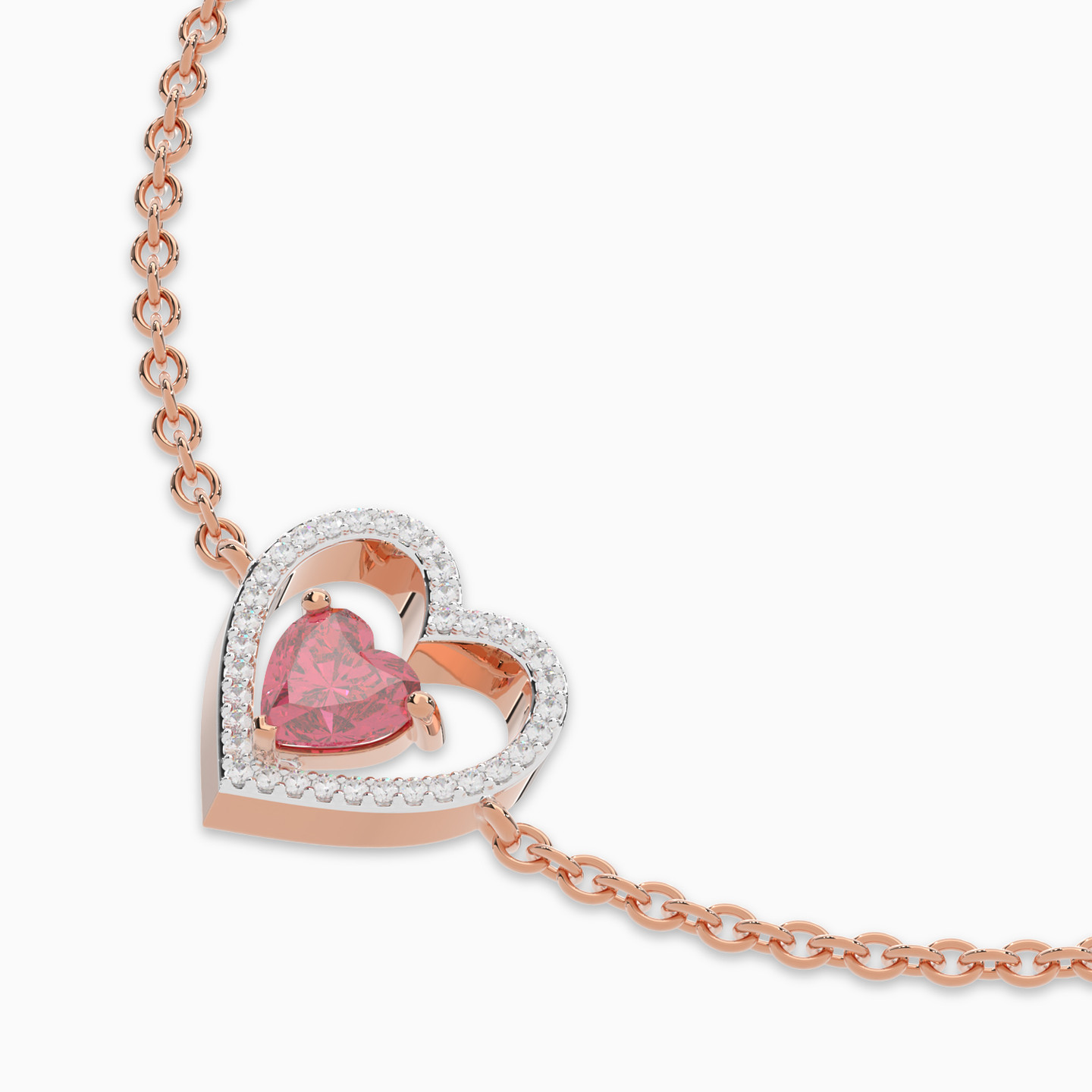 اسورة بسلسلة ذهب قلب عيار 18 قيراط مزينة بالألماس - 4 اسورة بسلسلة ذهب قلب عيار 18 قيراط مزينة بالألماس - 4