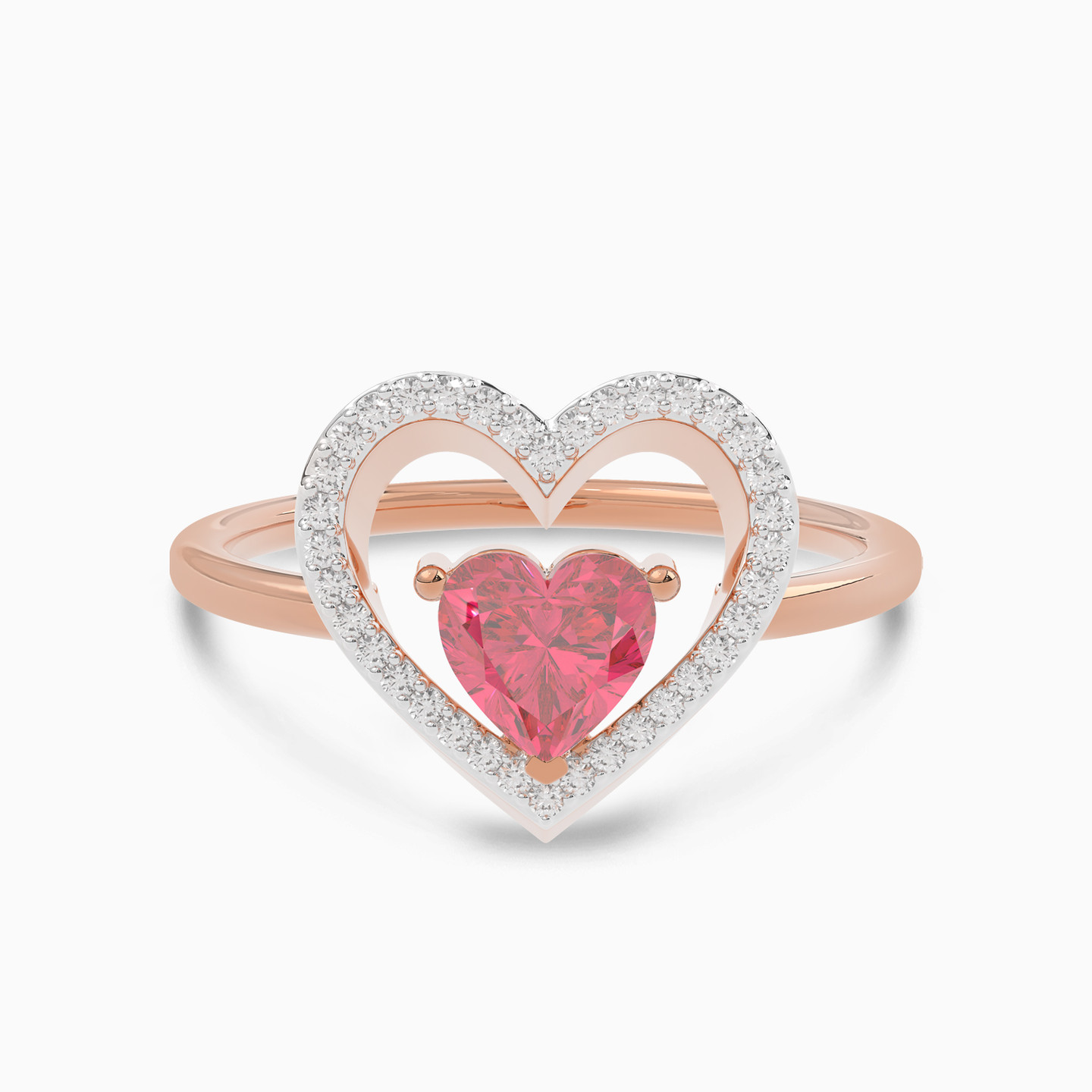 Heart Diamond Ring in 18K Gold - 2 Heart Diamond Ring in 18K Gold - 2