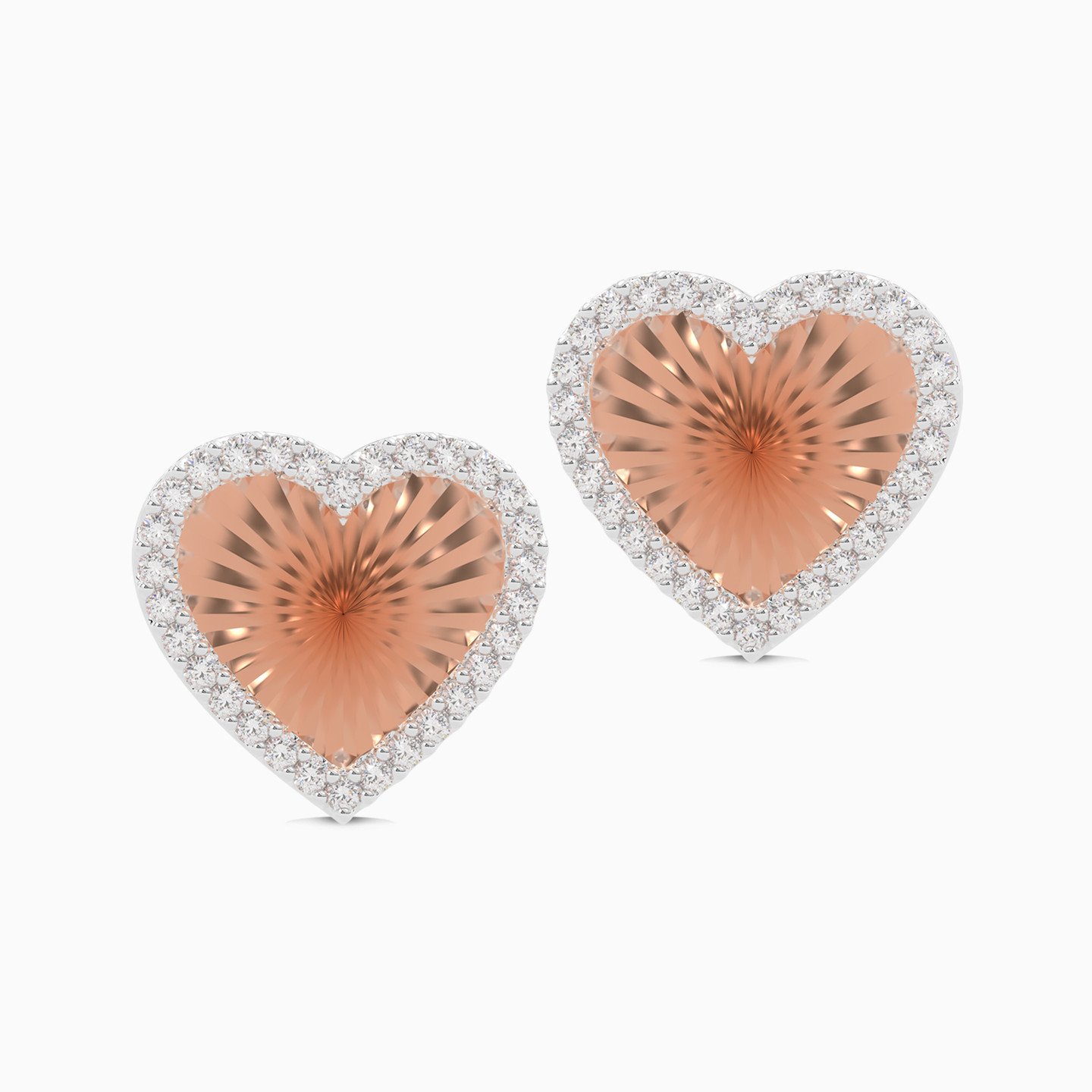 Heart Diamond Stud Earrings in 18K Gold - 2 Heart Diamond Stud Earrings in 18K Gold - 2