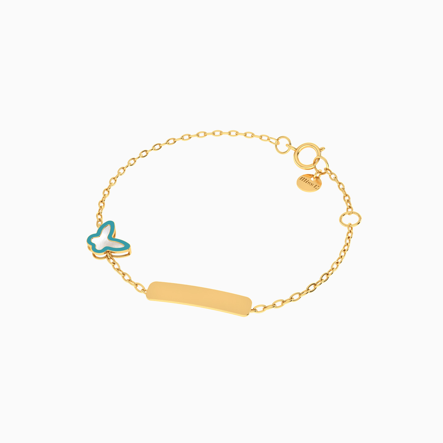 اسورة بسلسلة ذهب عيار 18 قيراط للأطفال فراشة مطلية بالمينا - 3 اسورة بسلسلة ذهب عيار 18 قيراط للأطفال فراشة مطلية بالمينا - 3