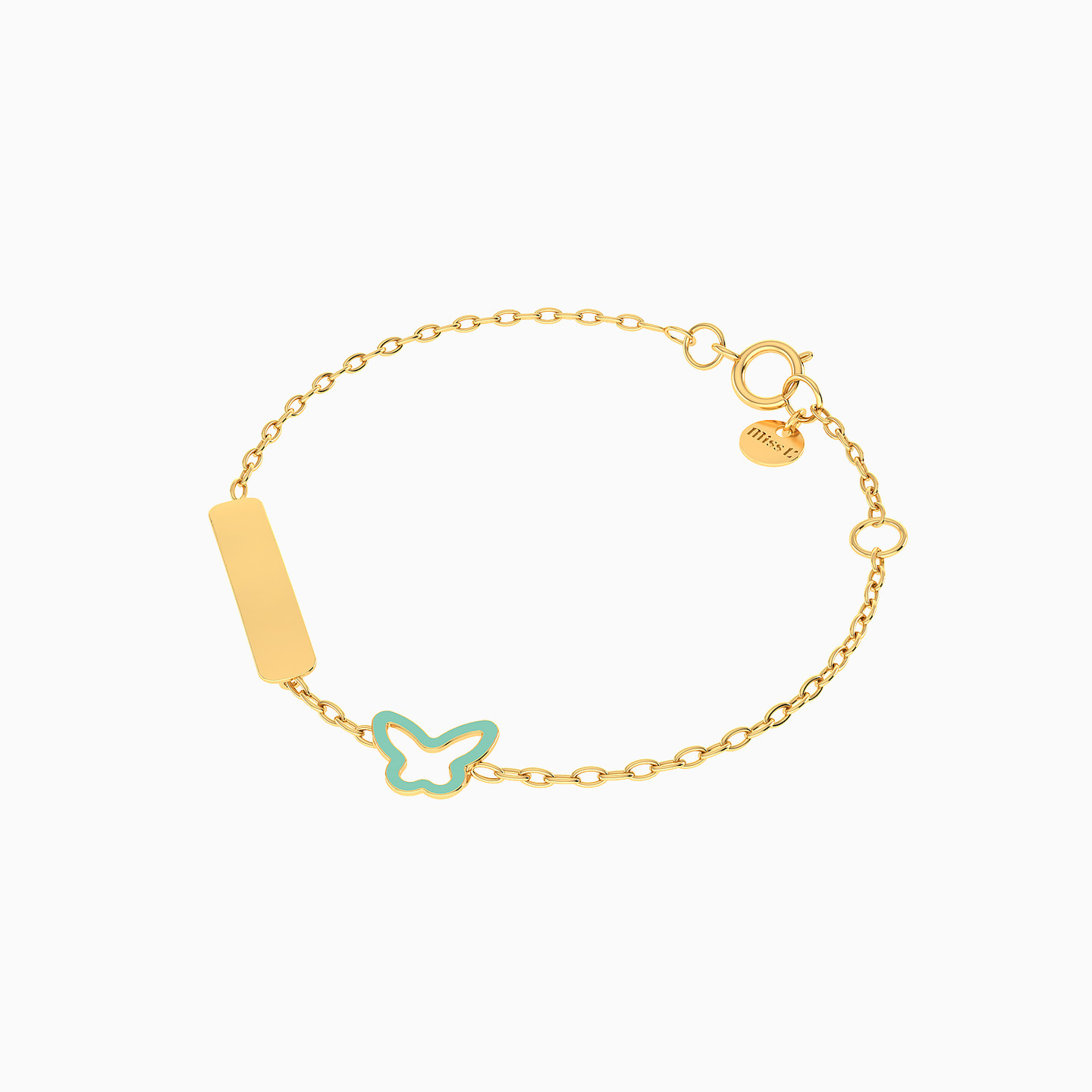 Kids Enamel Coated Butterfly Chain Bracelet in 18k Gold - 3 Kids Enamel Coated Butterfly Chain Bracelet in 18k Gold - 3
