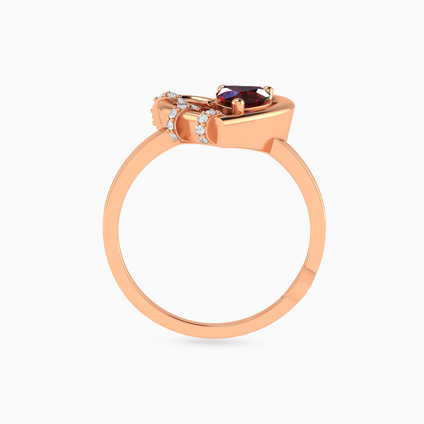 Heart Red Stone & Diamonds Ring in 18K Gold - 5 Heart Red Stone & Diamonds Ring in 18K Gold - 5