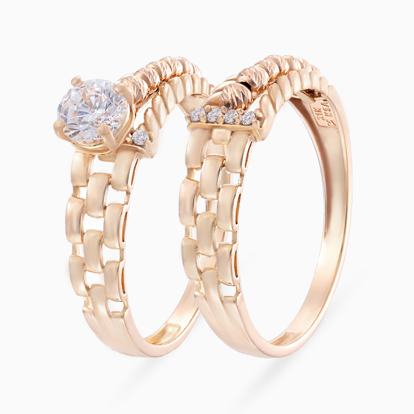 Rolex Cubic Zirconia Twin Rings in 21K Gold Rolex Cubic Zirconia Twin Rings in 21K Gold