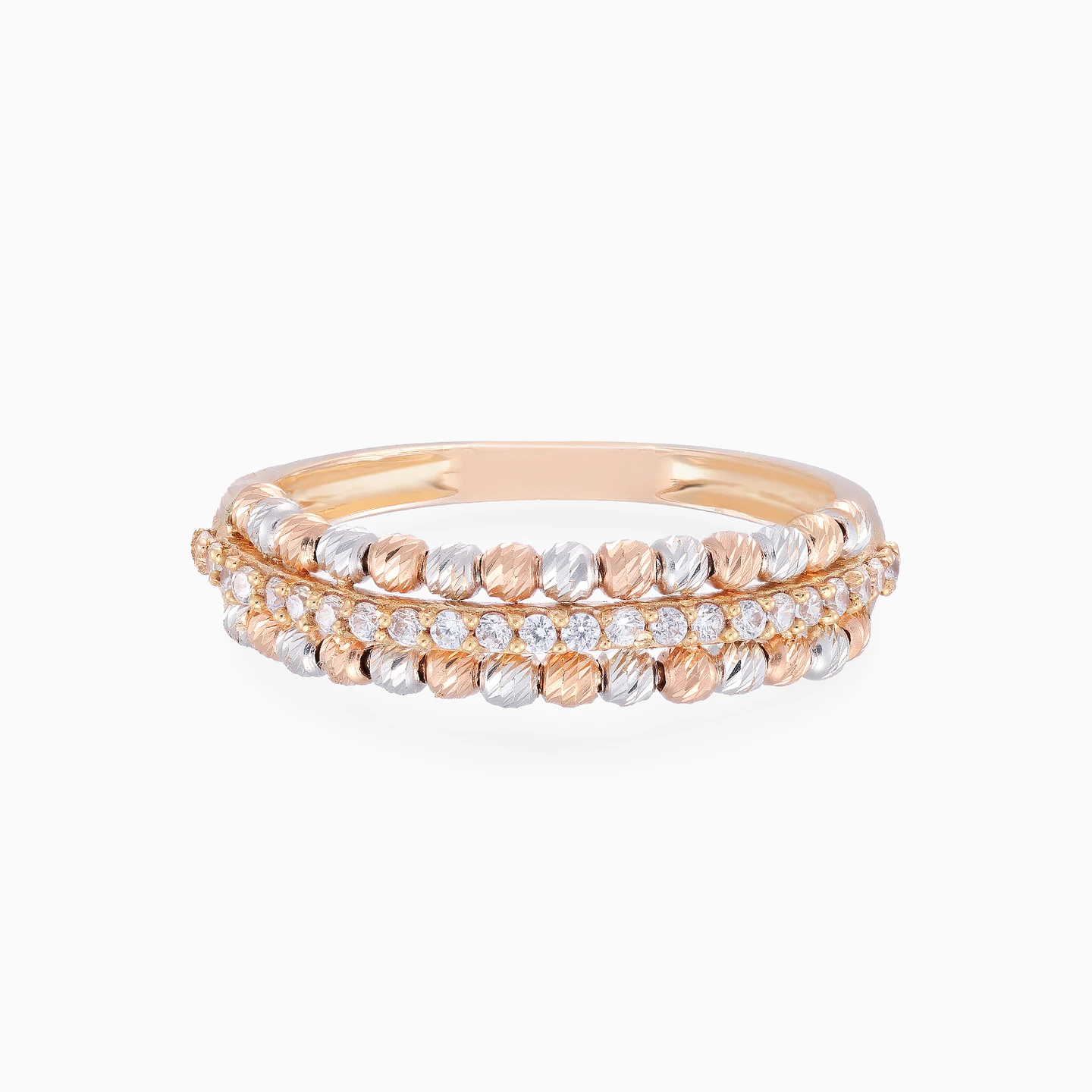 Gold beads Cubic Zirconia Ring in 21K Gold Gold beads Cubic Zirconia Ring in 21K Gold