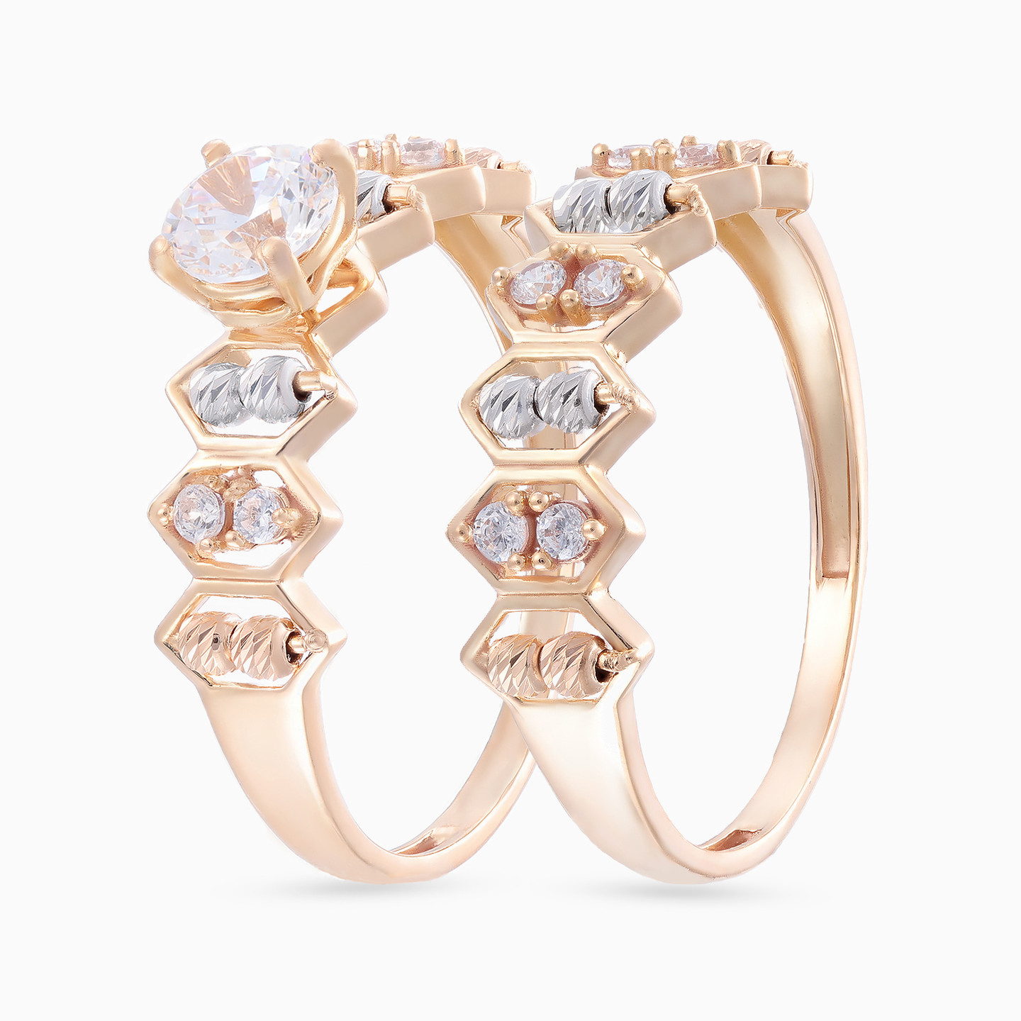 Cubic Zirconia Twin Rings in 21K Gold Cubic Zirconia Twin Rings in 21K Gold