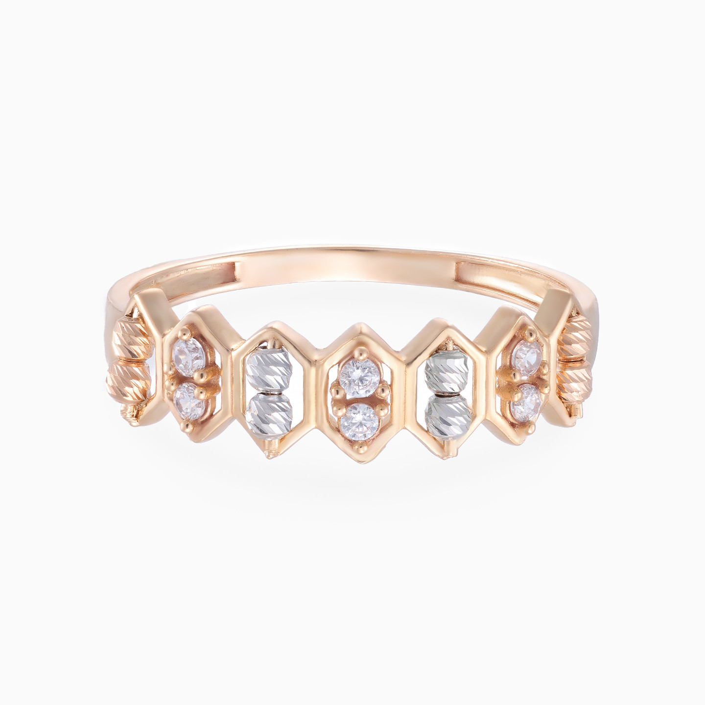 Cubic Zirconia Twin Rings in 21K Gold - 7 Cubic Zirconia Twin Rings in 21K Gold - 7
