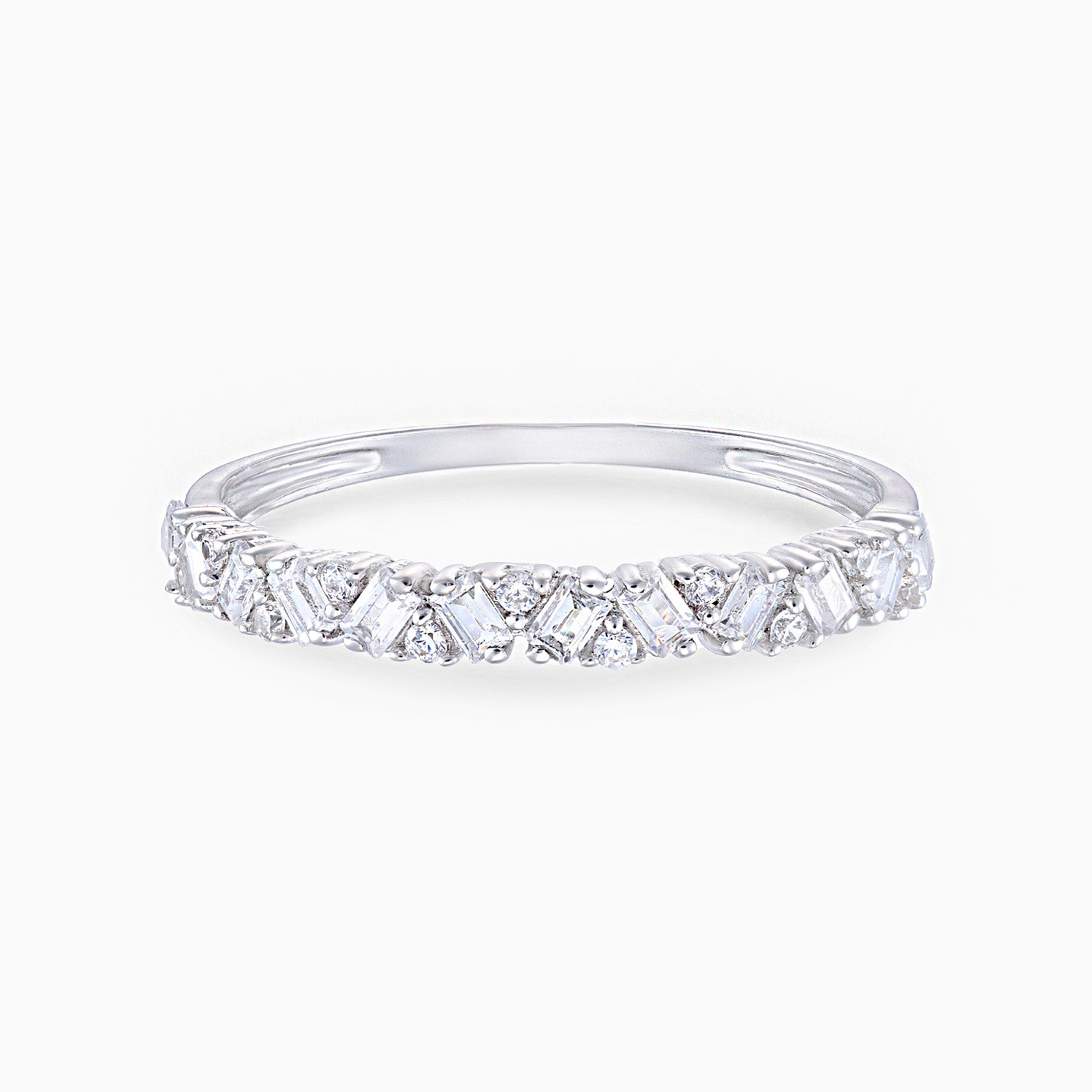 خاتم توينز ذهب عيار 18 قيراط مزين بأحجار الزركون - 6 خاتم توينز ذهب عيار 18 قيراط مزين بأحجار الزركون - 6