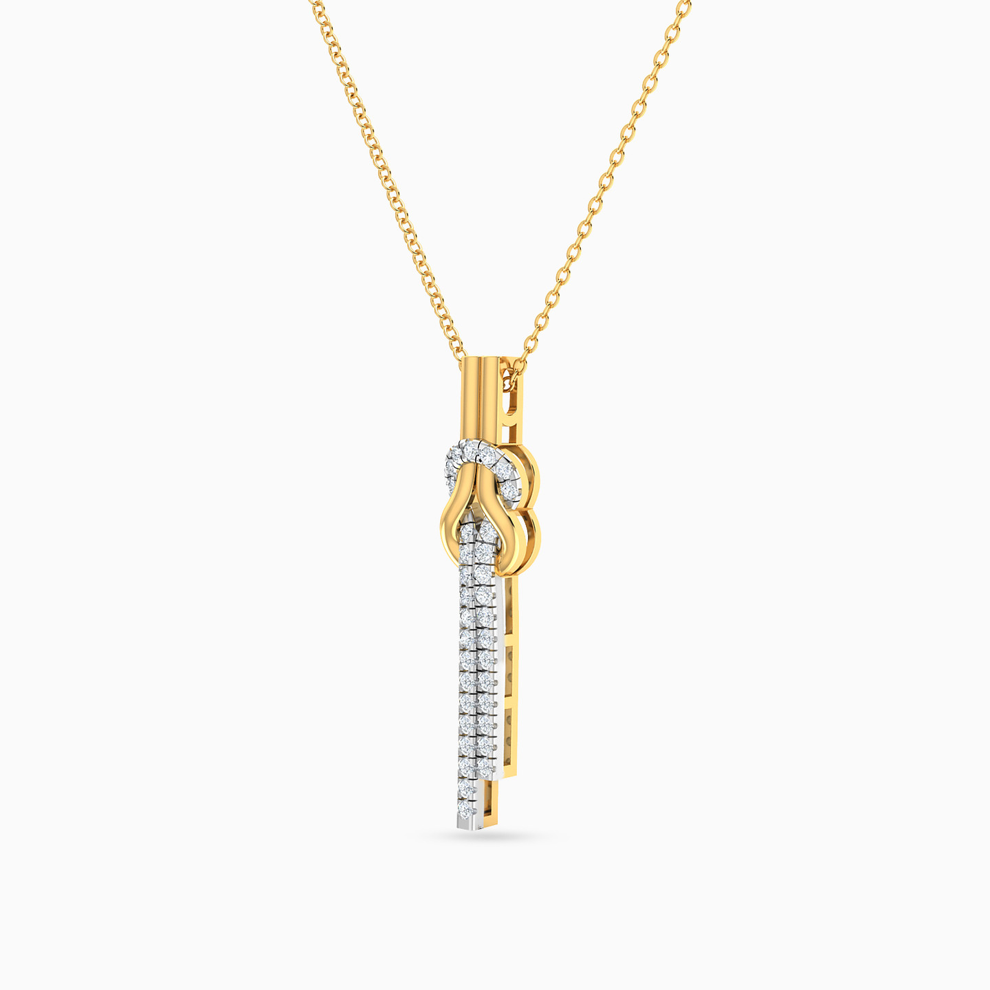 Knot Diamond Necklace in 18K Gold - 2 Knot Diamond Necklace in 18K Gold - 2