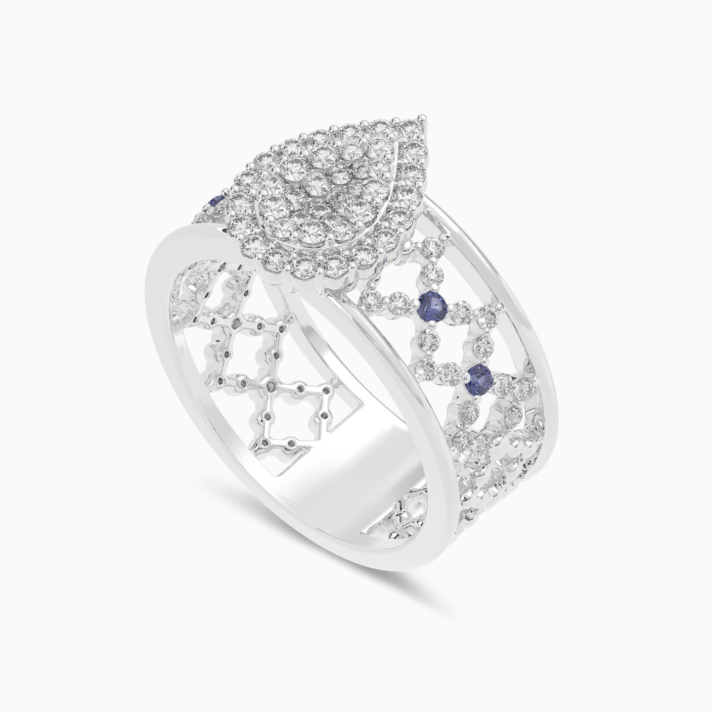 خاتم ذهب شكل قطرة عيار 18 قيراط مزين بالألماس - 6 خاتم ذهب شكل قطرة عيار 18 قيراط مزين بالألماس - 6