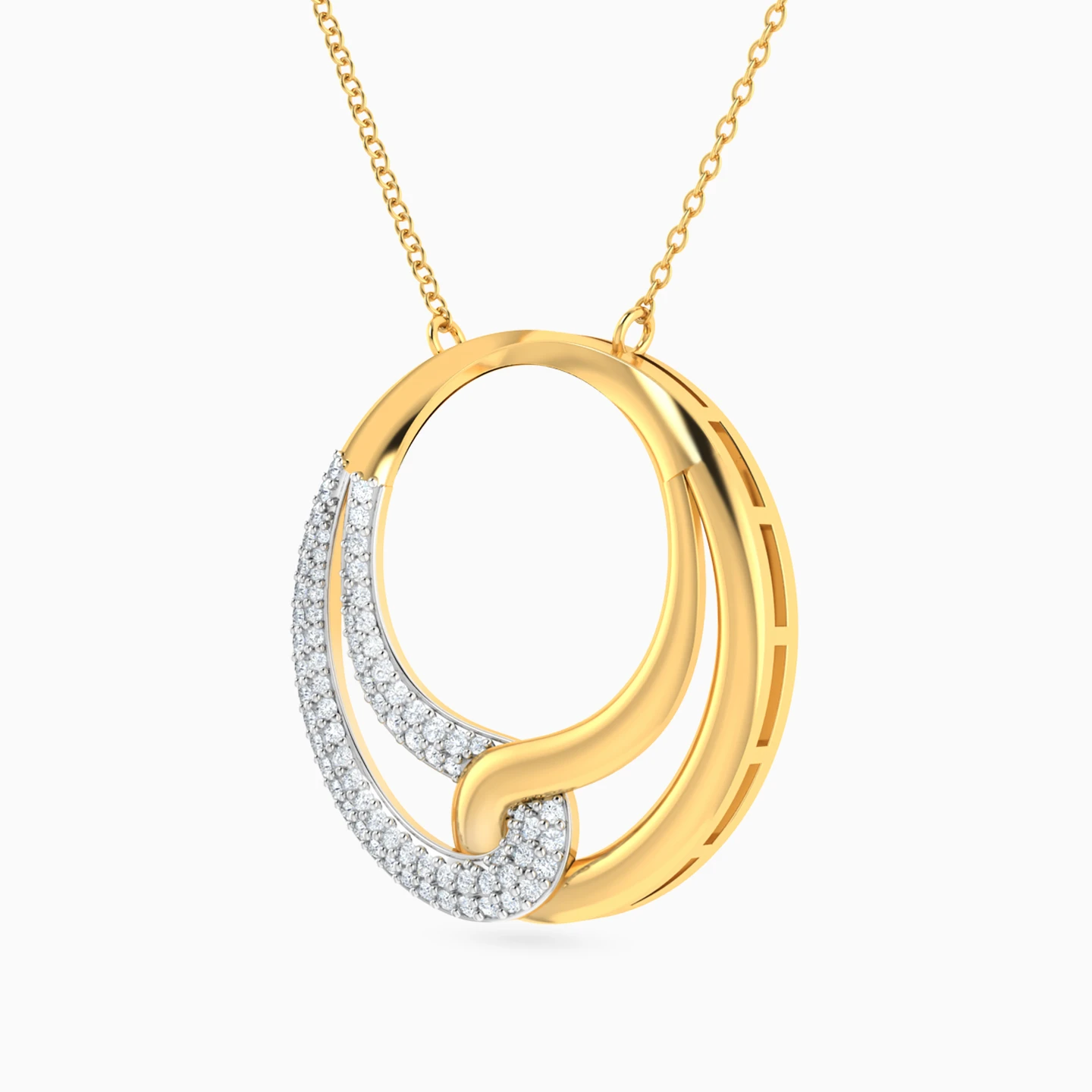 Circle Diamond Necklace in 18K Gold - 2 Circle Diamond Necklace in 18K Gold - 2