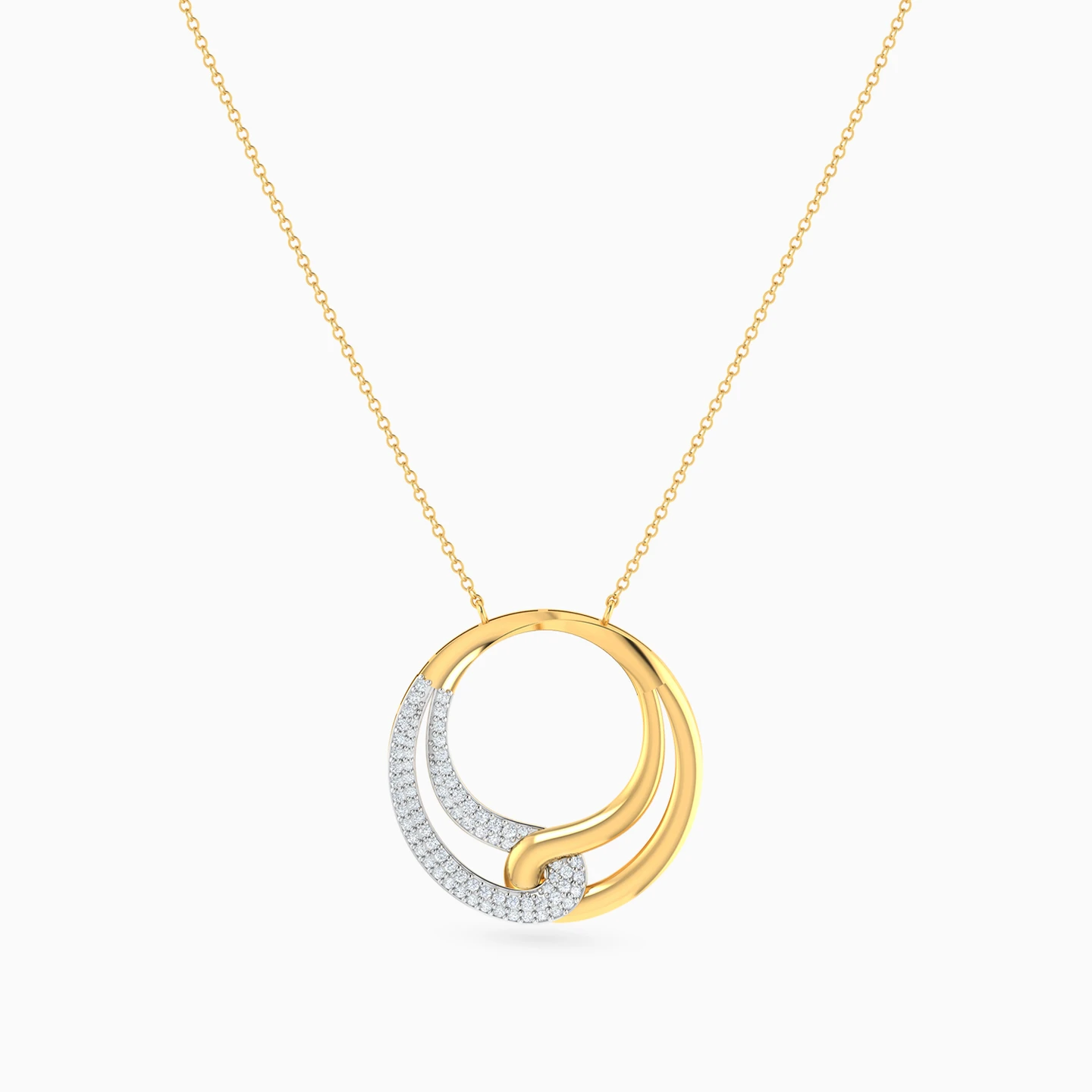 Circle Diamond Necklace in 18K Gold - 3 Circle Diamond Necklace in 18K Gold - 3